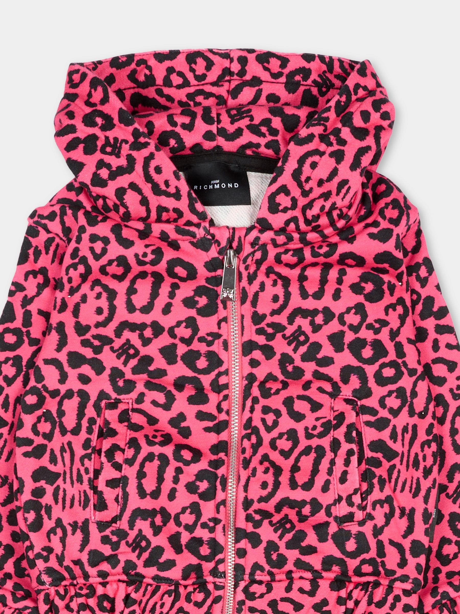 Completo fucsia per neonata con stampa animalier,Richmond,RIA25116CF HONEYSUCKLE SPOTTED