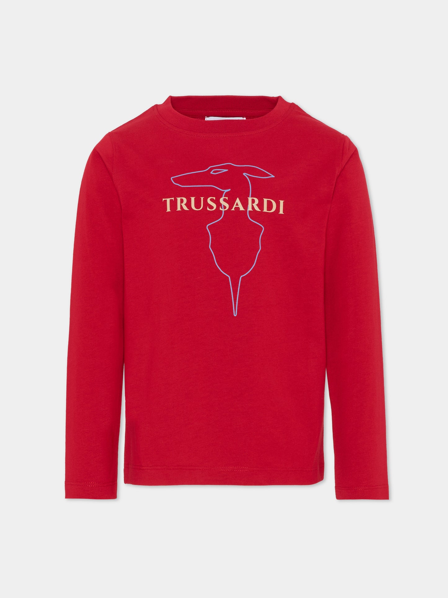 T-shirt rossa per bambino con logo,Trussardi Junior,TBA25015TS EMBOLDENED