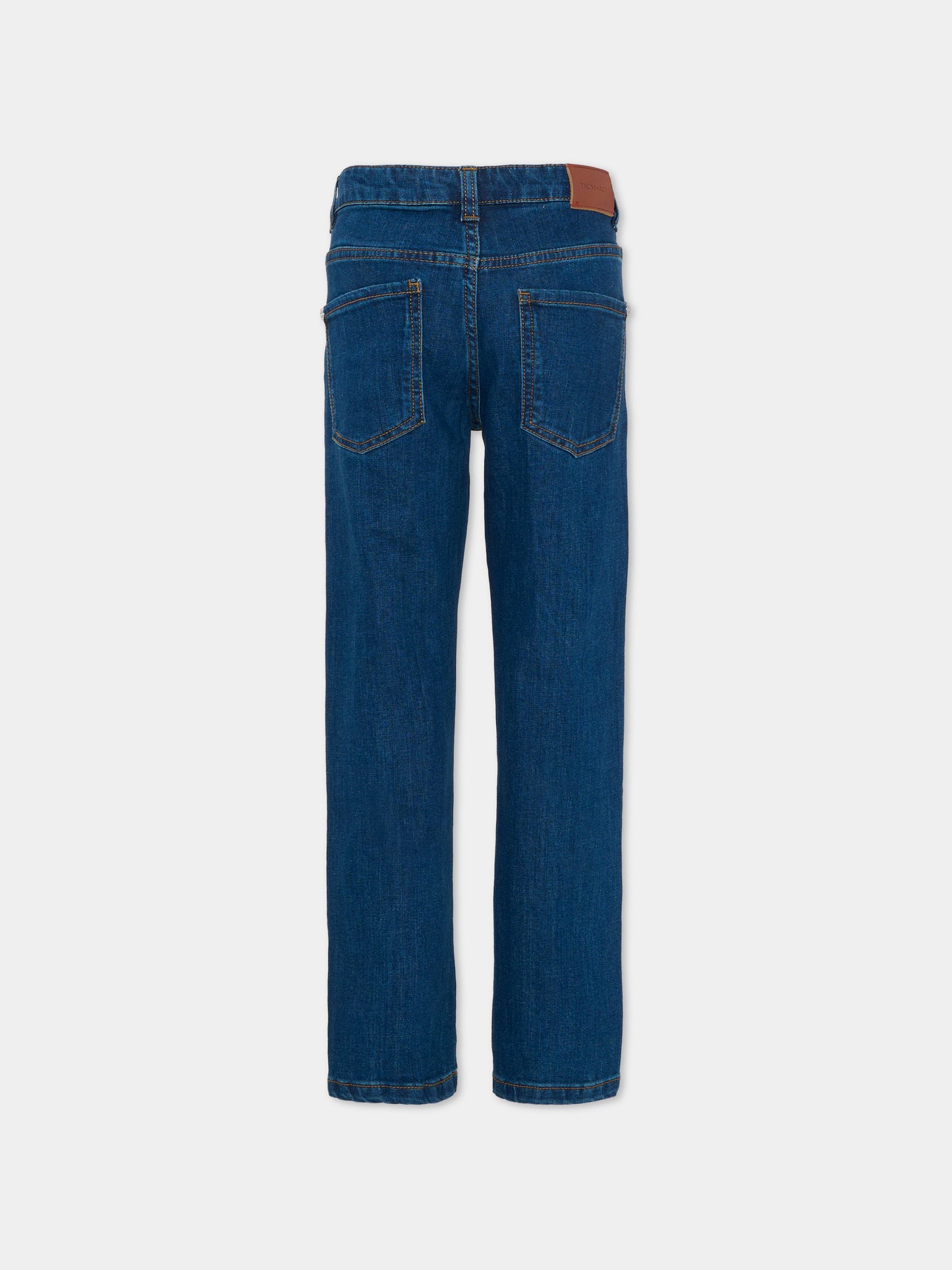 Jeans denim per bambino con logo,Trussardi Junior,TBA25074JE DENIM BLUE MEDIUM