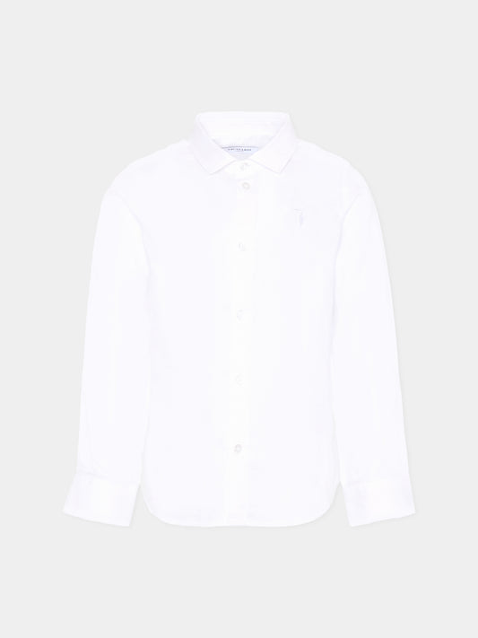 Camicia bianca per bambino con logo,Trussardi Junior,TBA25080CA OFF-WHITE