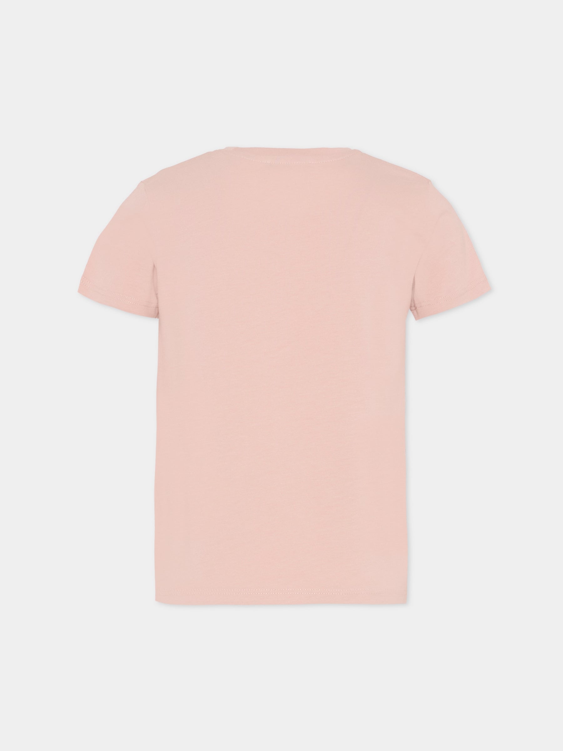 T-shirt rosa per bambina con logo,Trussardi Junior,TGA25002TS ROSE SMOKE