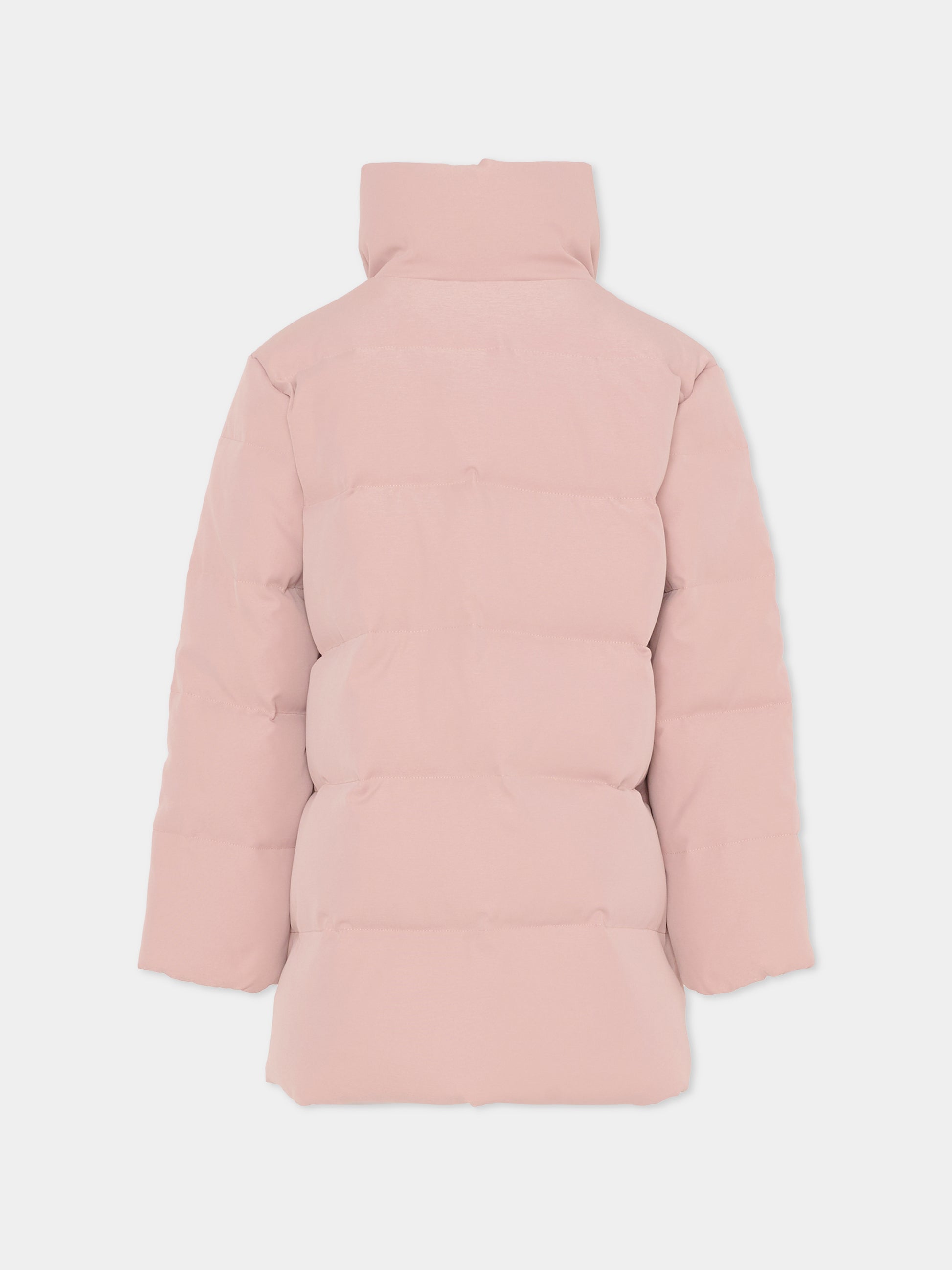 Piumino rosa per bambina con sciarpa,Trussardi Junior,TGA25075GB ROSE SMOKE