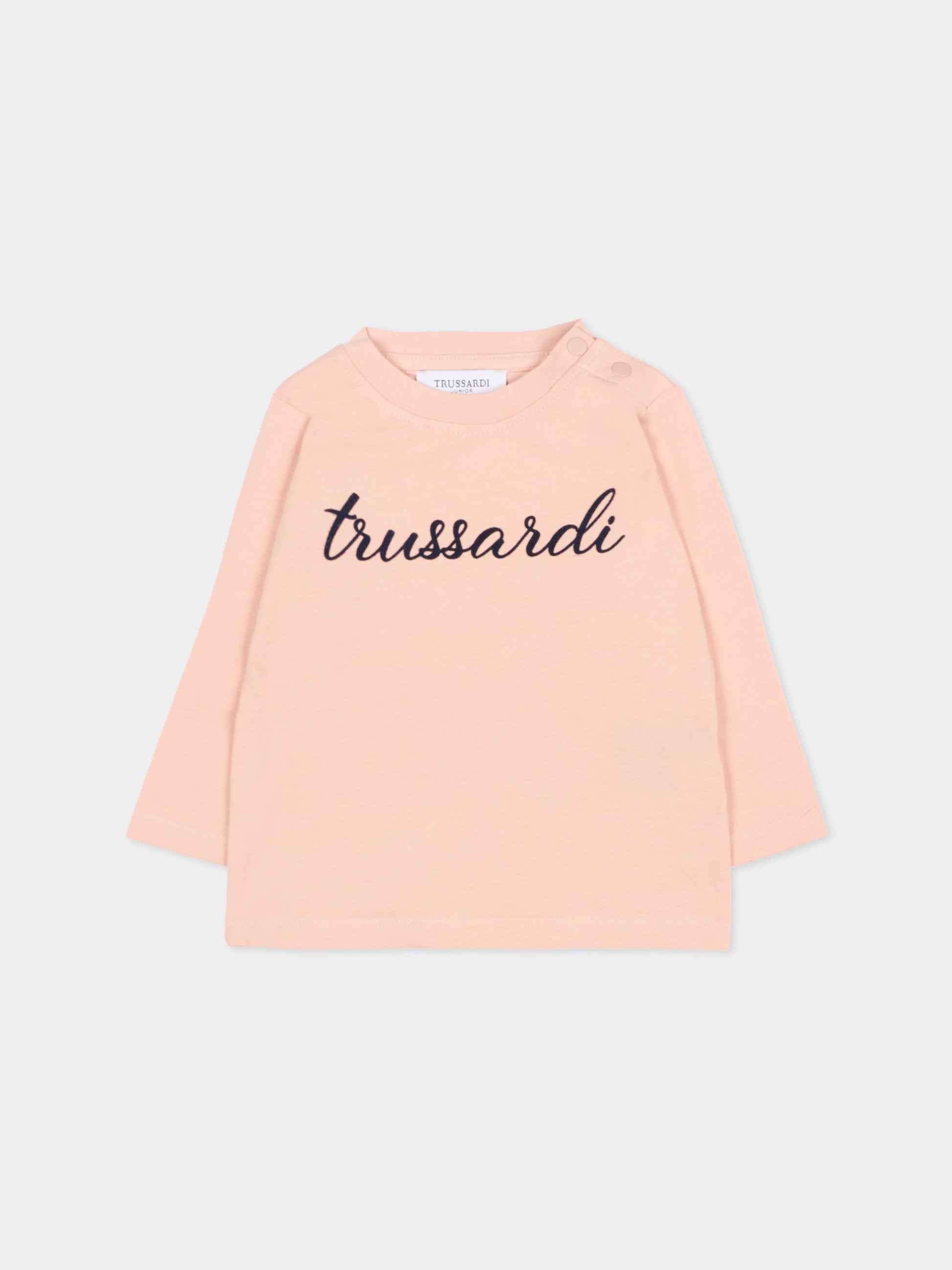 T-shirt rosa per neonata con logo,Trussardi Junior,TIA25008TS ROSE SMOKE