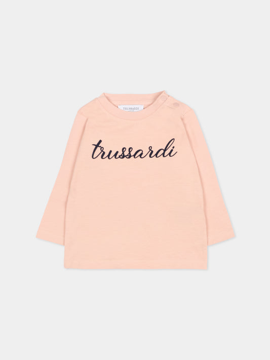T-shirt rosa per neonata con logo,Trussardi Junior,TIA25008TS ROSE SMOKE