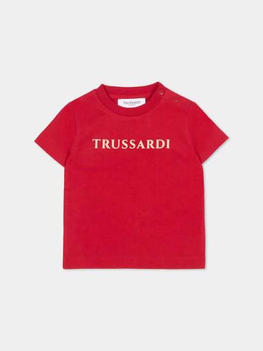 T-shirt rossa per neonato con logo,Trussardi Junior,TIA25014TS EMBOLDENED