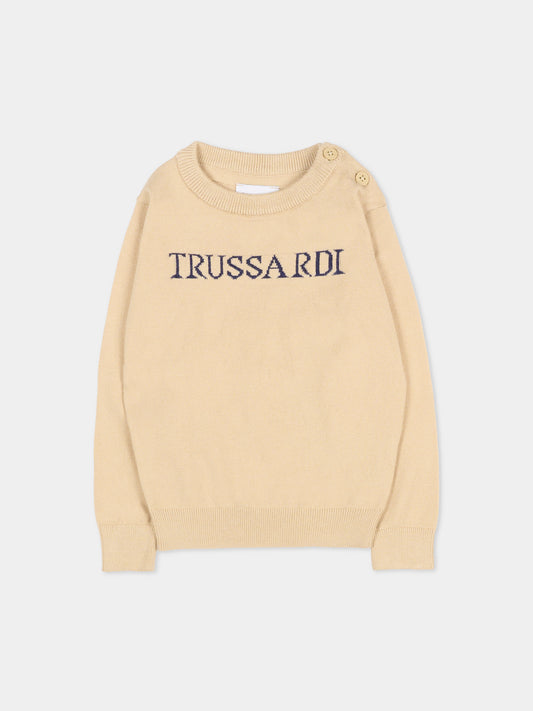 Maglione marrone per neonato con logo,Trussardi Junior,TIA25020MA BROWN RICE
