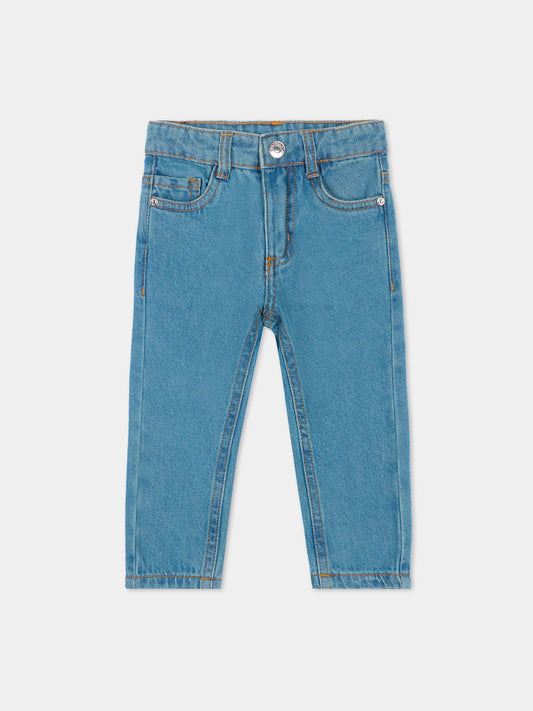 Jeans denim per neonato con logo,Trussardi Junior,TIA25036JE DENIM BLUE MEDIUM
