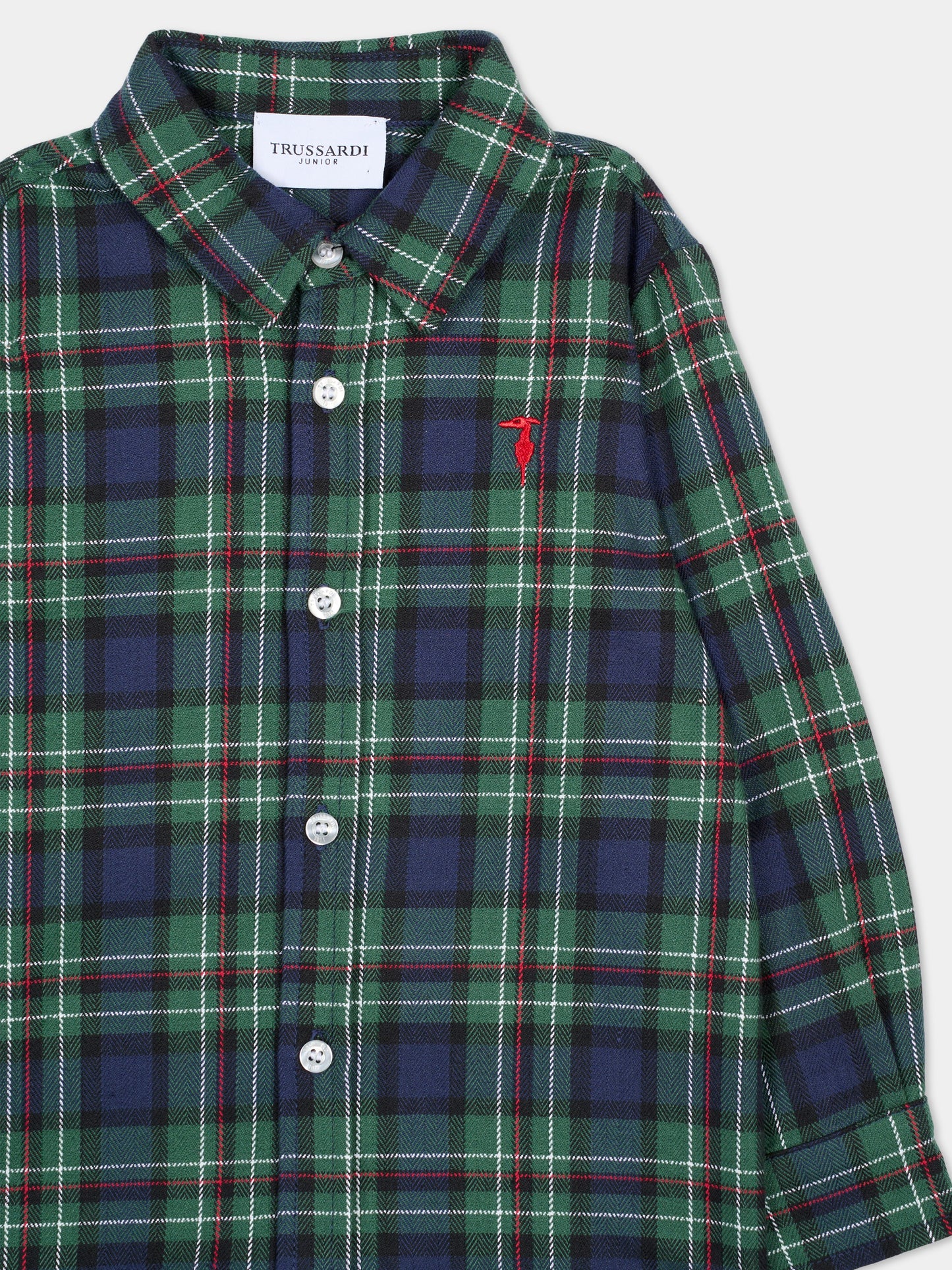 Camicia verde per neonato con logo,Trussardi Junior,TIA25053CA MADRASS