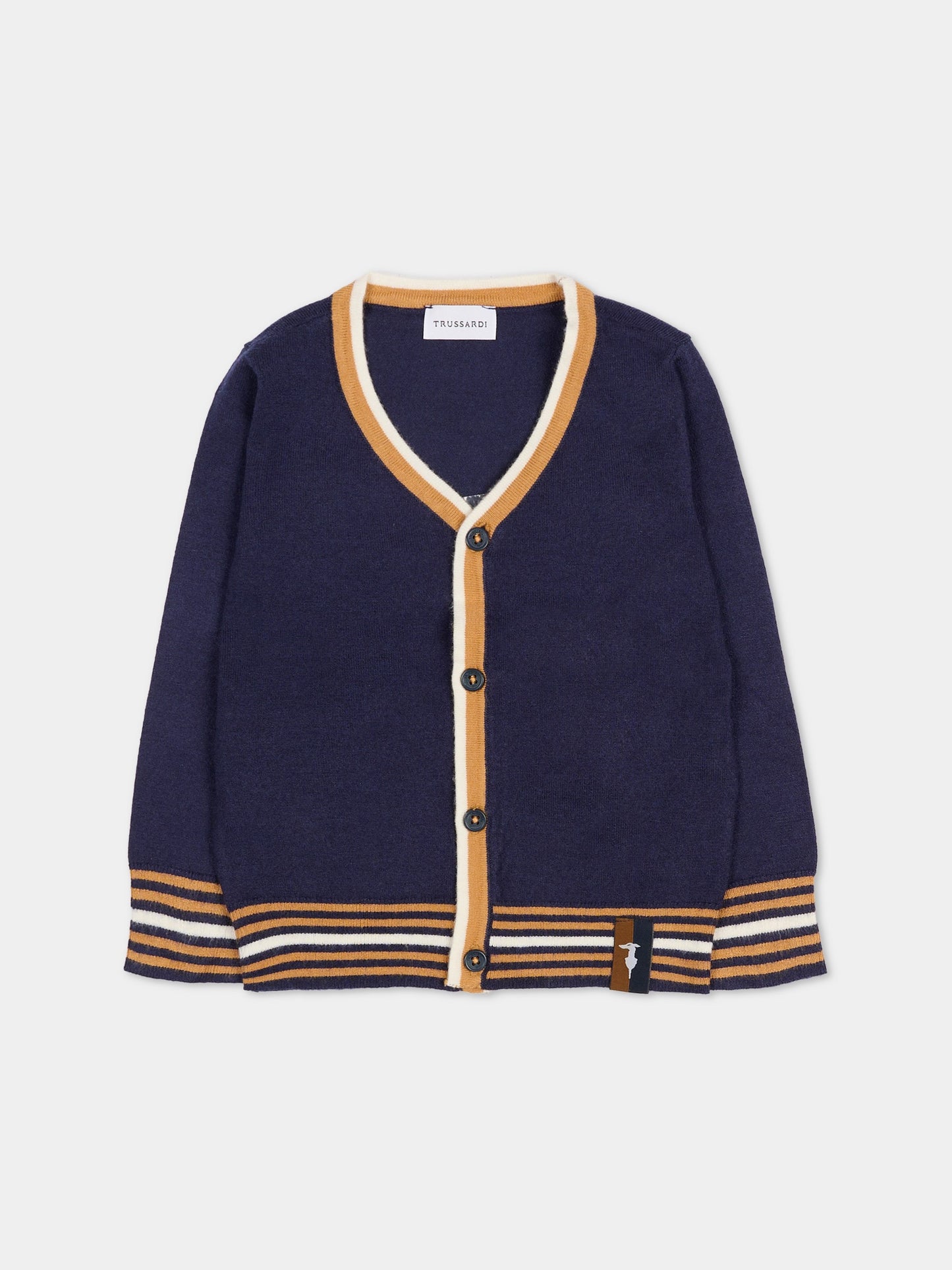 Cardigan blu per neonato con logo,Trussardi Junior,TIA25078CD PEACOAT