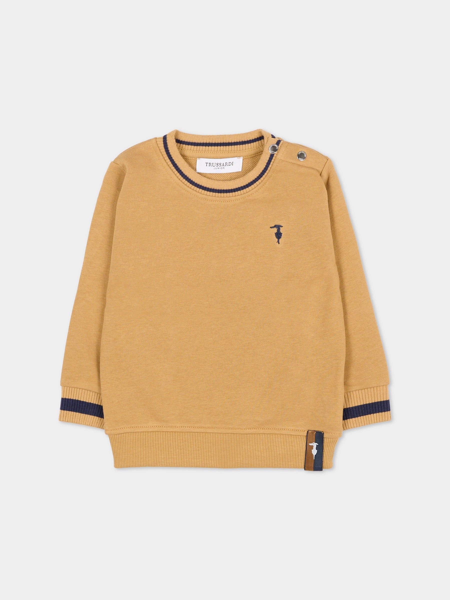 Felpa beige per neonato con logo ricamato,Trussardi Junior,TIA25080FE APPLE CINNAMON