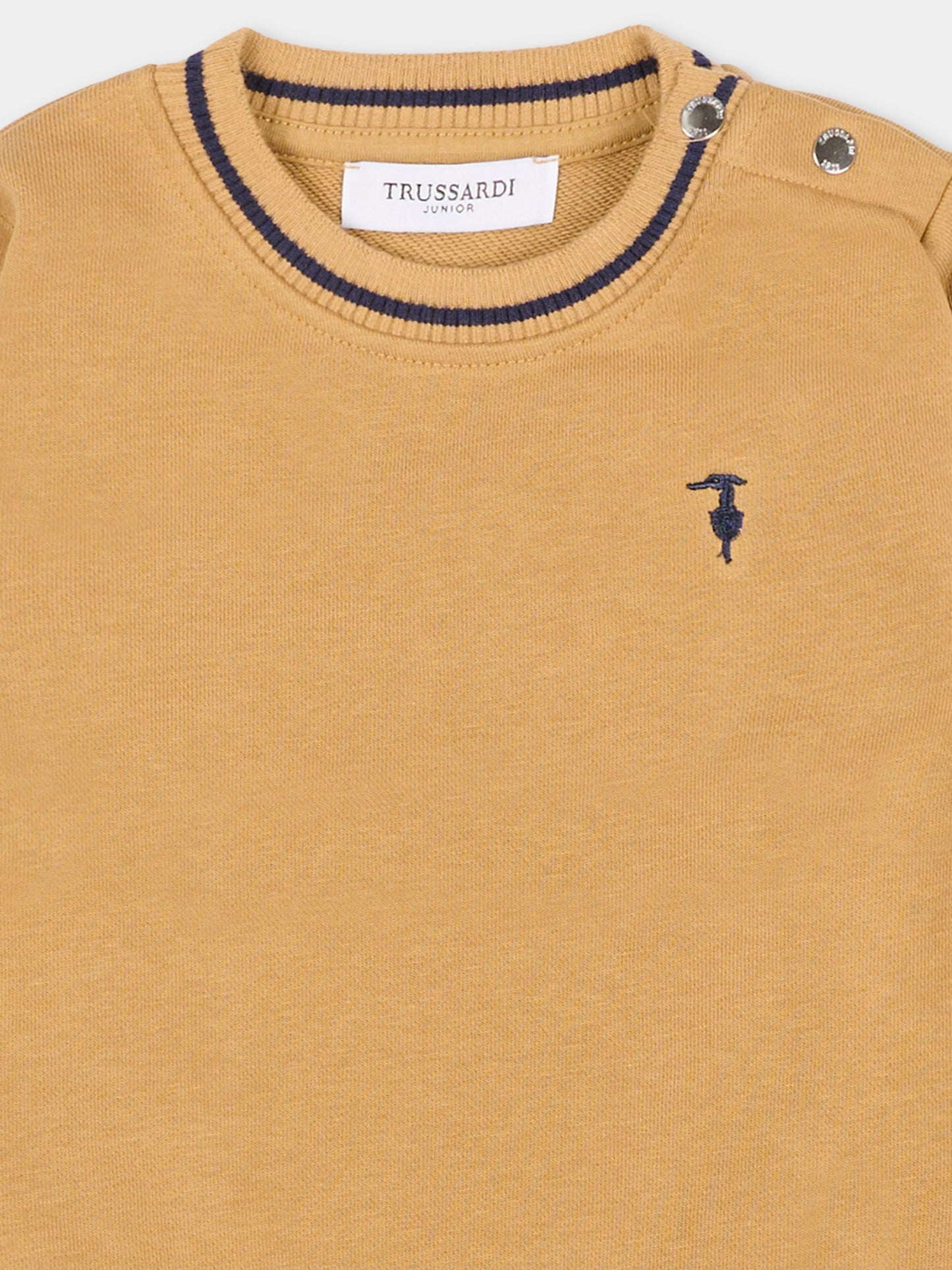 Felpa beige per neonato con logo ricamato,Trussardi Junior,TIA25080FE APPLE CINNAMON