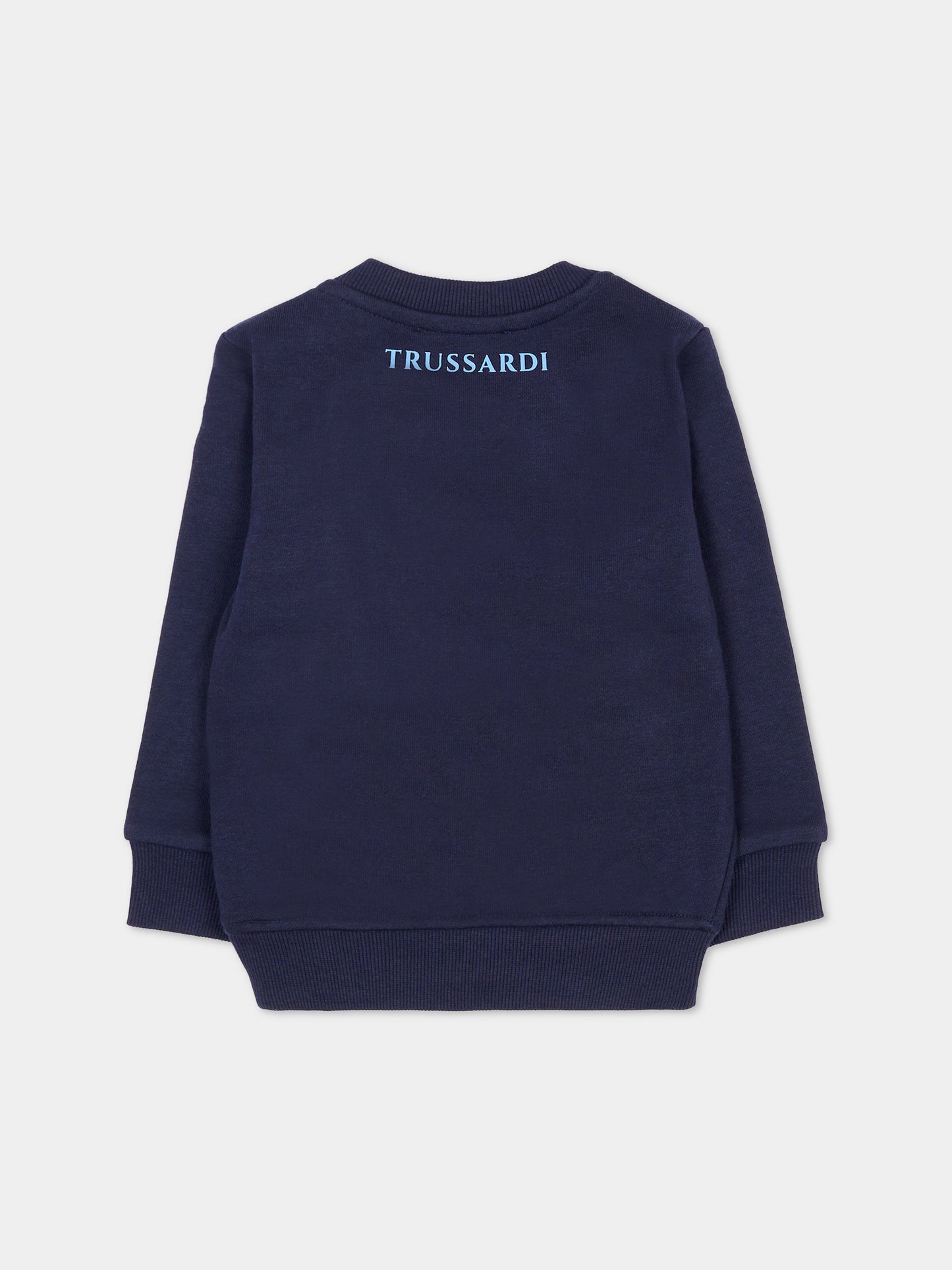 Felpa blu per neonato con automobile,Trussardi Junior,TIA25117FE PEACOAT