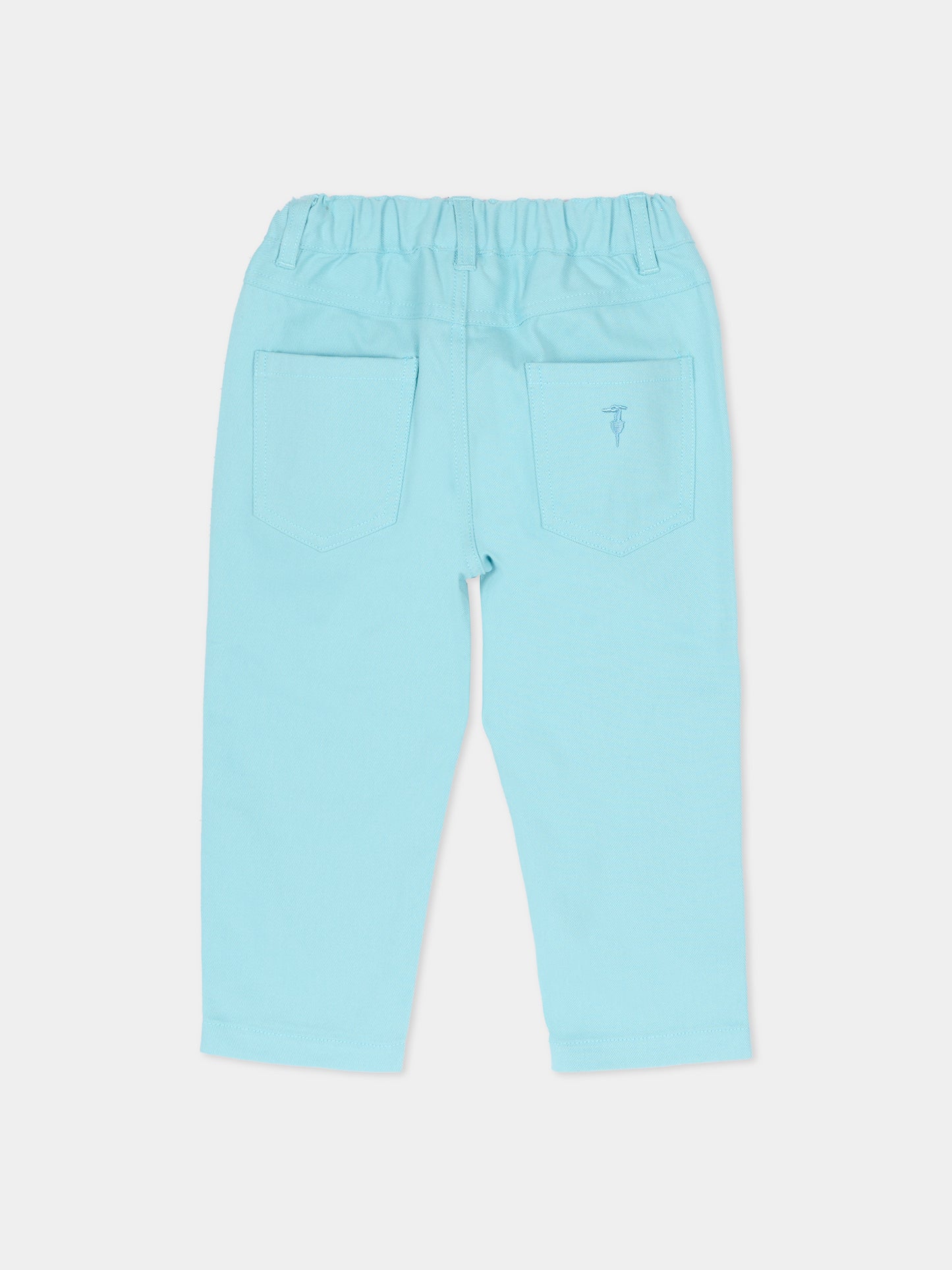 Pantaloni celesti per neonata con logo,Trussardi Junior,TIA25190PA BLUE GLOW