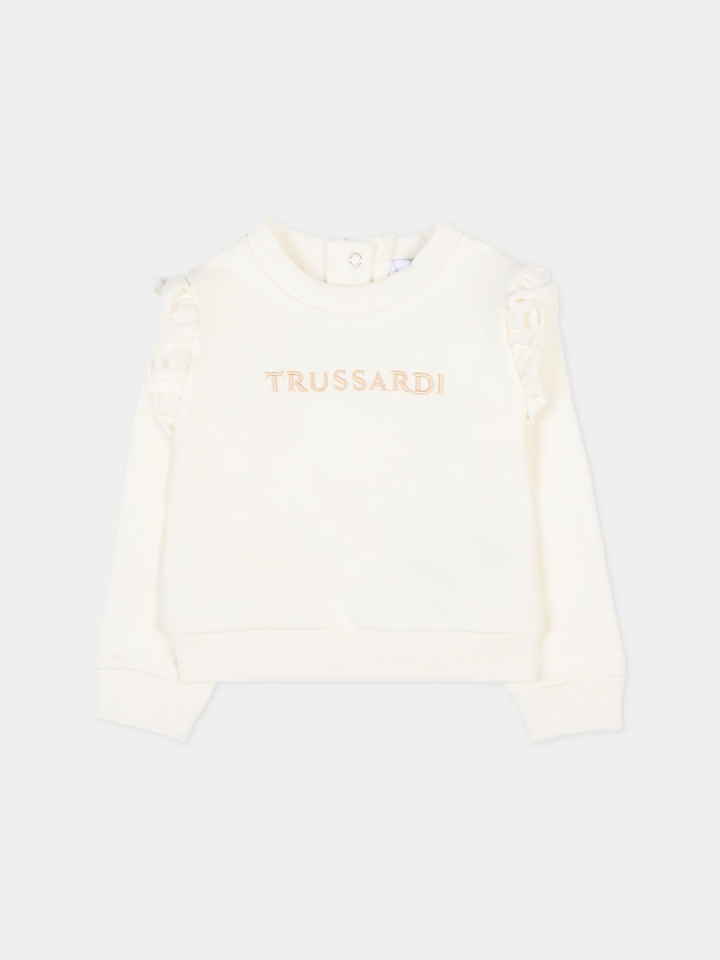 Felpa avorio per neonata con logo,Trussardi Junior,TIA25197FE GREY LIGHT
