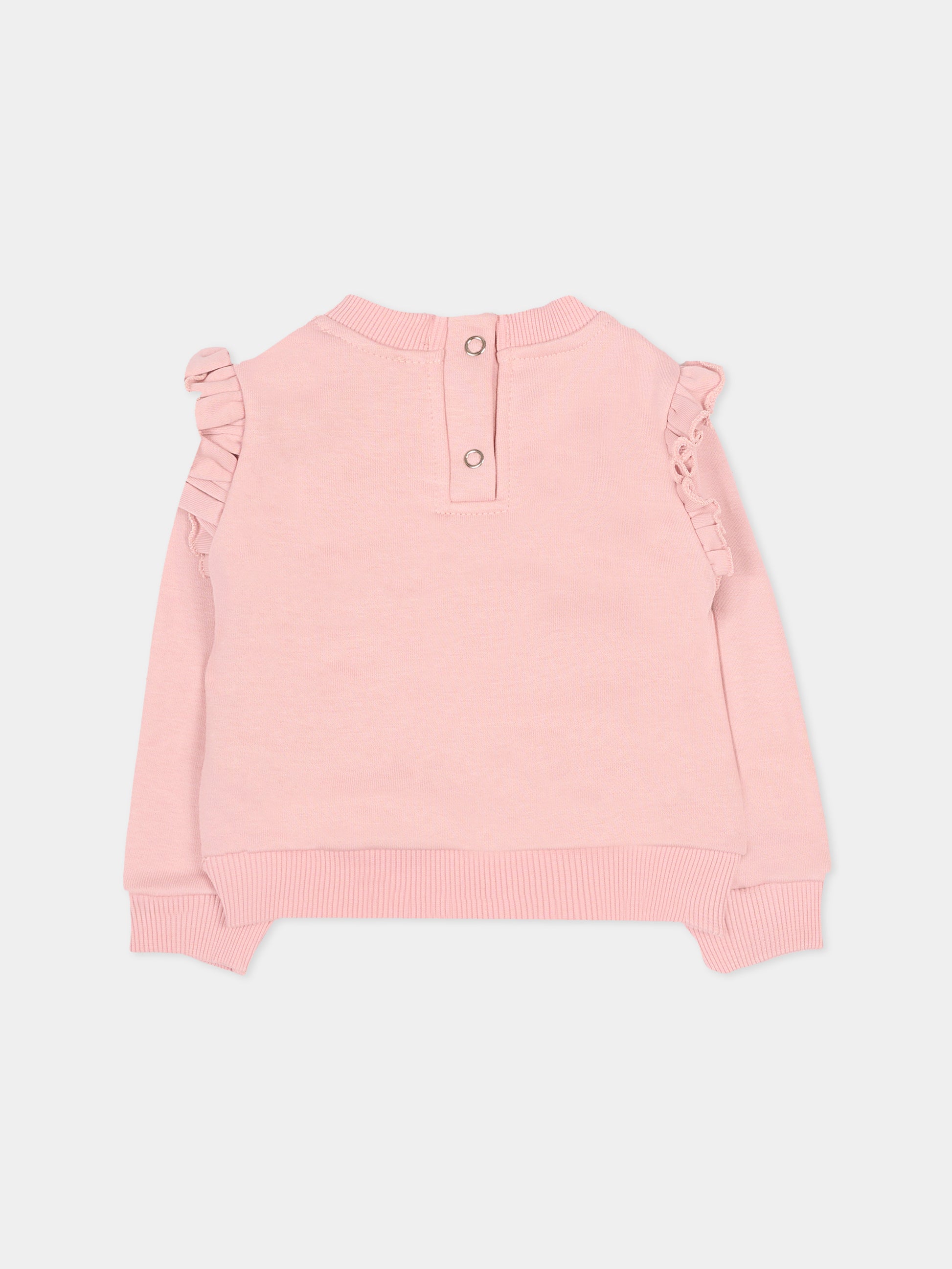 Felpa rosa per neonata con logo,Trussardi Junior,TIA25197FE ROSE SMOKE