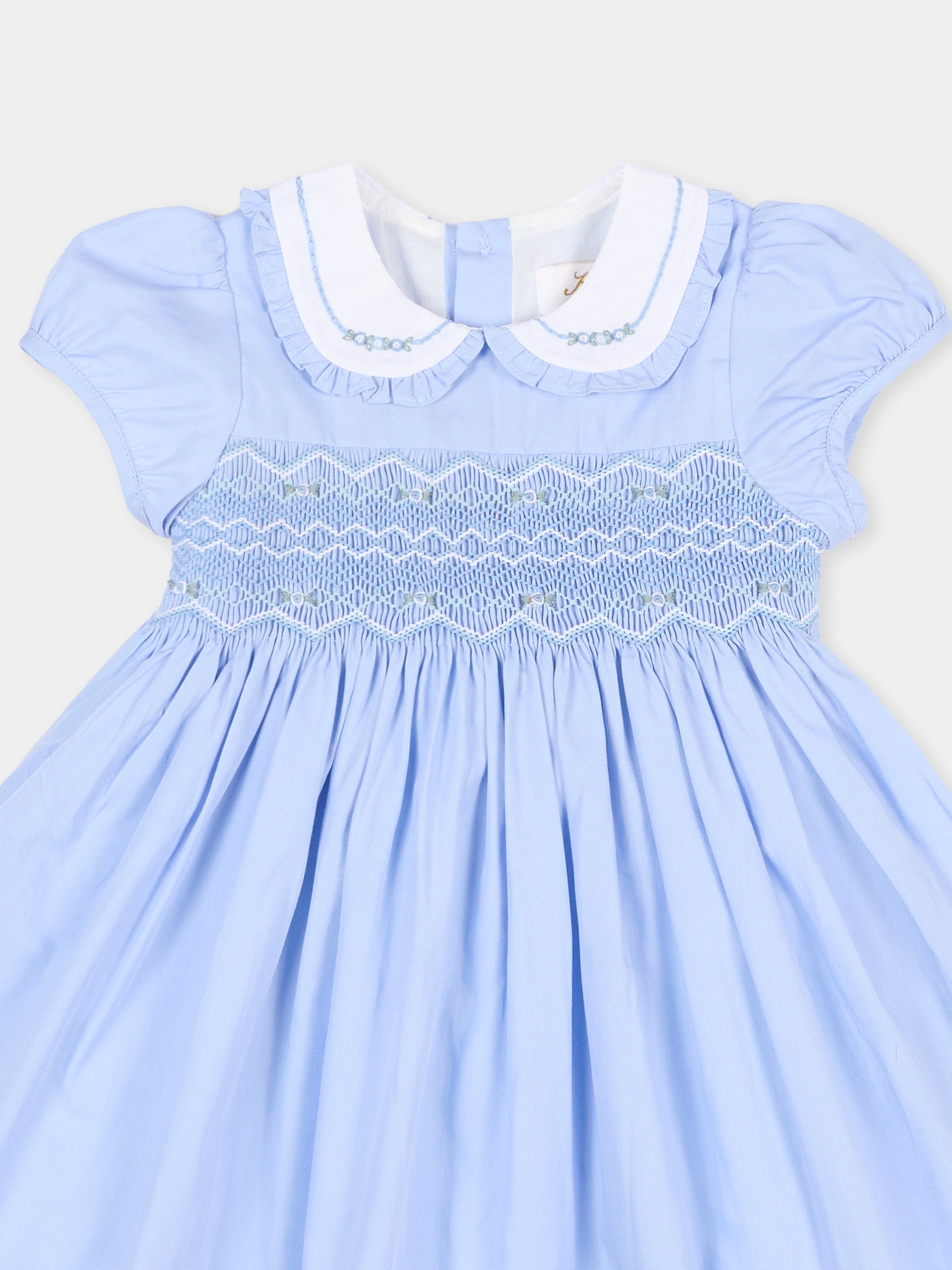 Vestito celeste Héloise per neonata,Kidiwi Handmade,36021-TU275