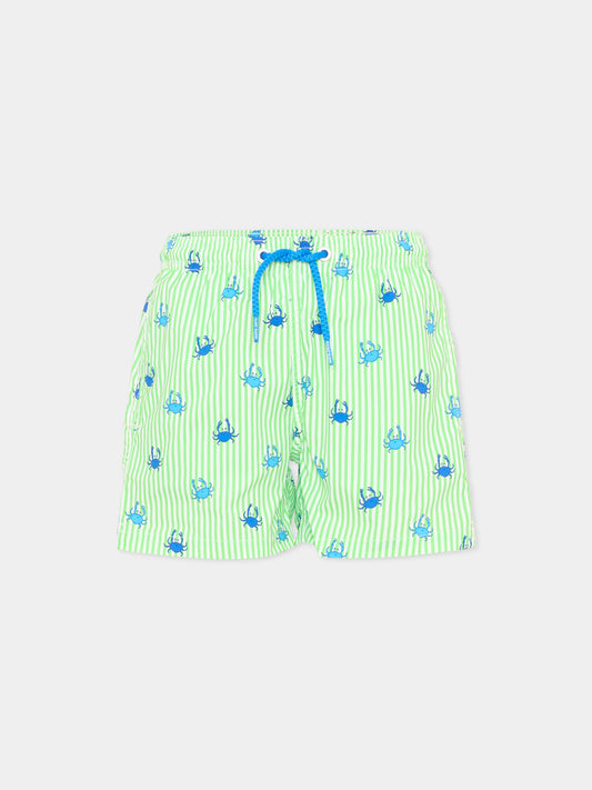 Green Jean Lighting Stretch swim shorts for Boy with crabs