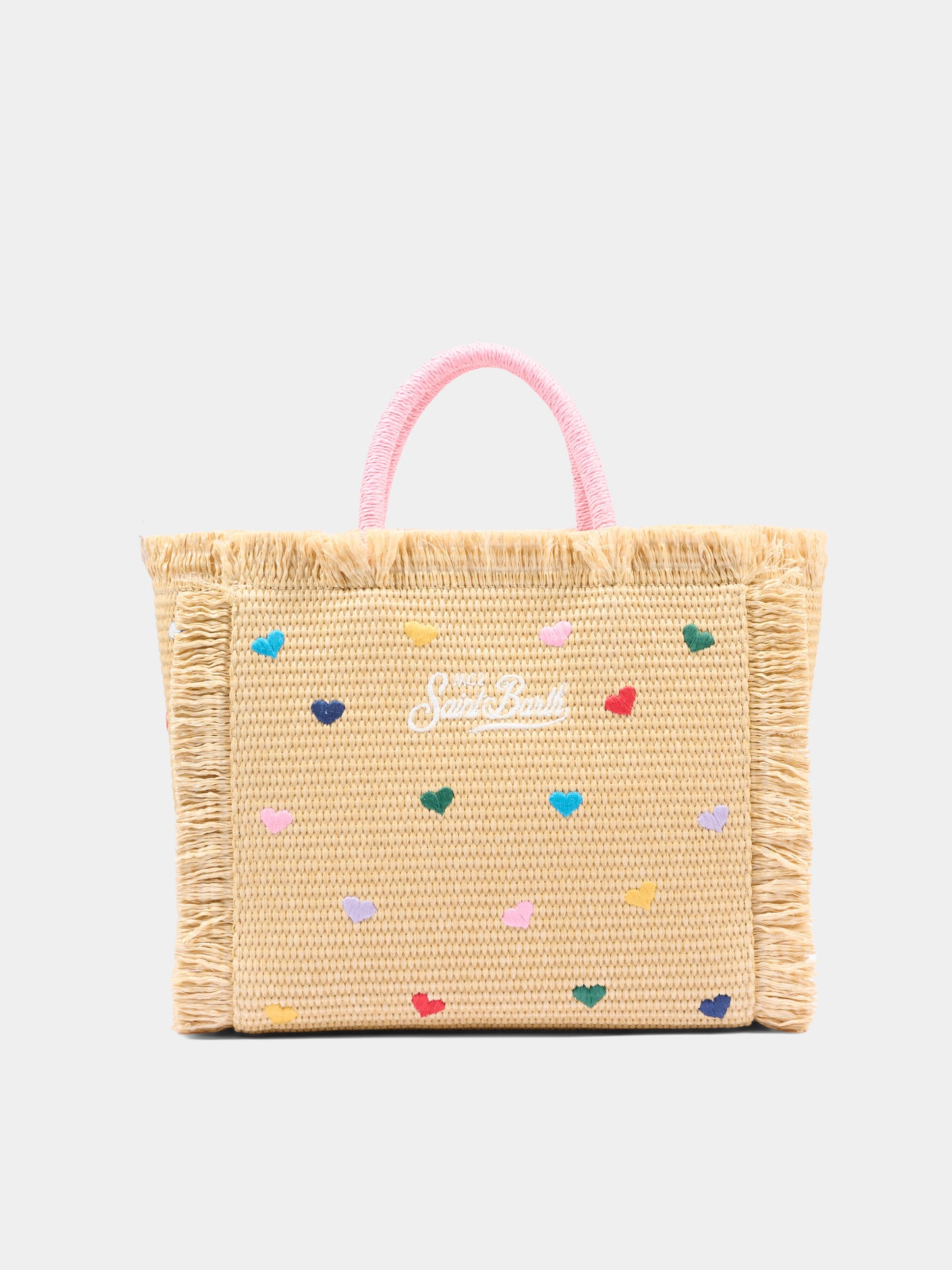 Borsa mare beige Colette Straw per bambina con cuori,Mc2 Saint Barth,COL0017 00344L