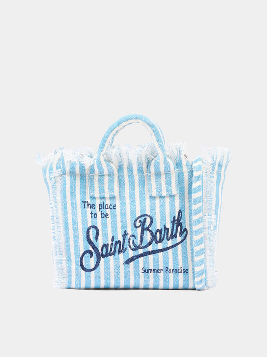 Borsa celeste Vanity Mini Linen per bambina,Mc2 Saint Barth,VAMI008 00398L