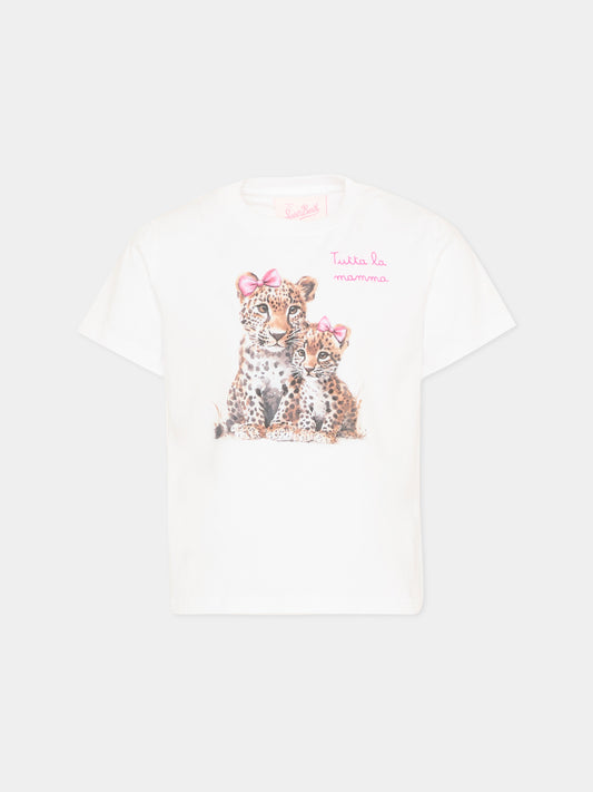 T-shirt bianca Elly per bambina con leopardi,Mc2 Saint Barth,ELLY001 00299L