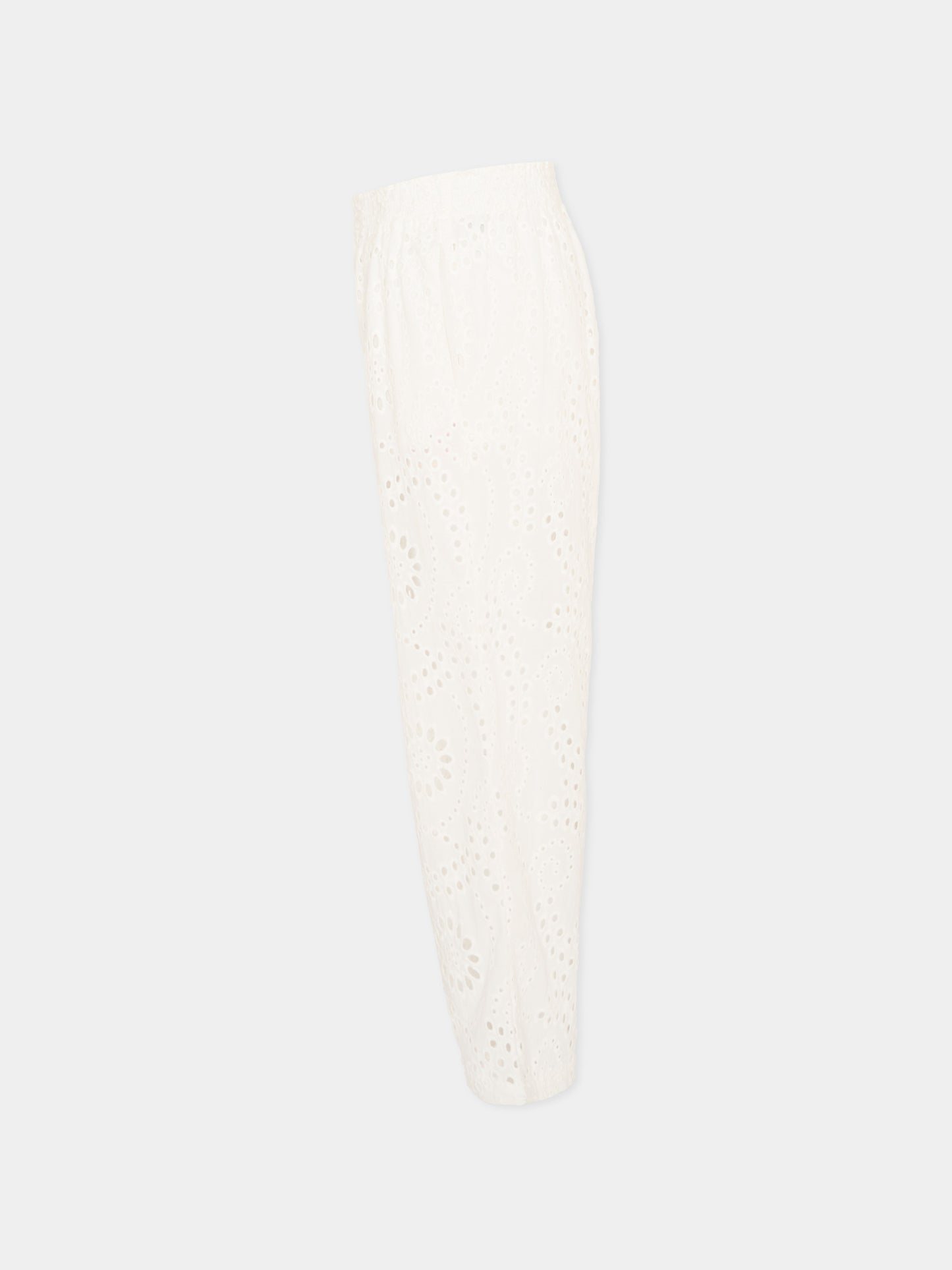 Pantaloni casual bianco in pizzo Sangallo per bambina,Mc2 Saint Barth,PAE001 01444L
