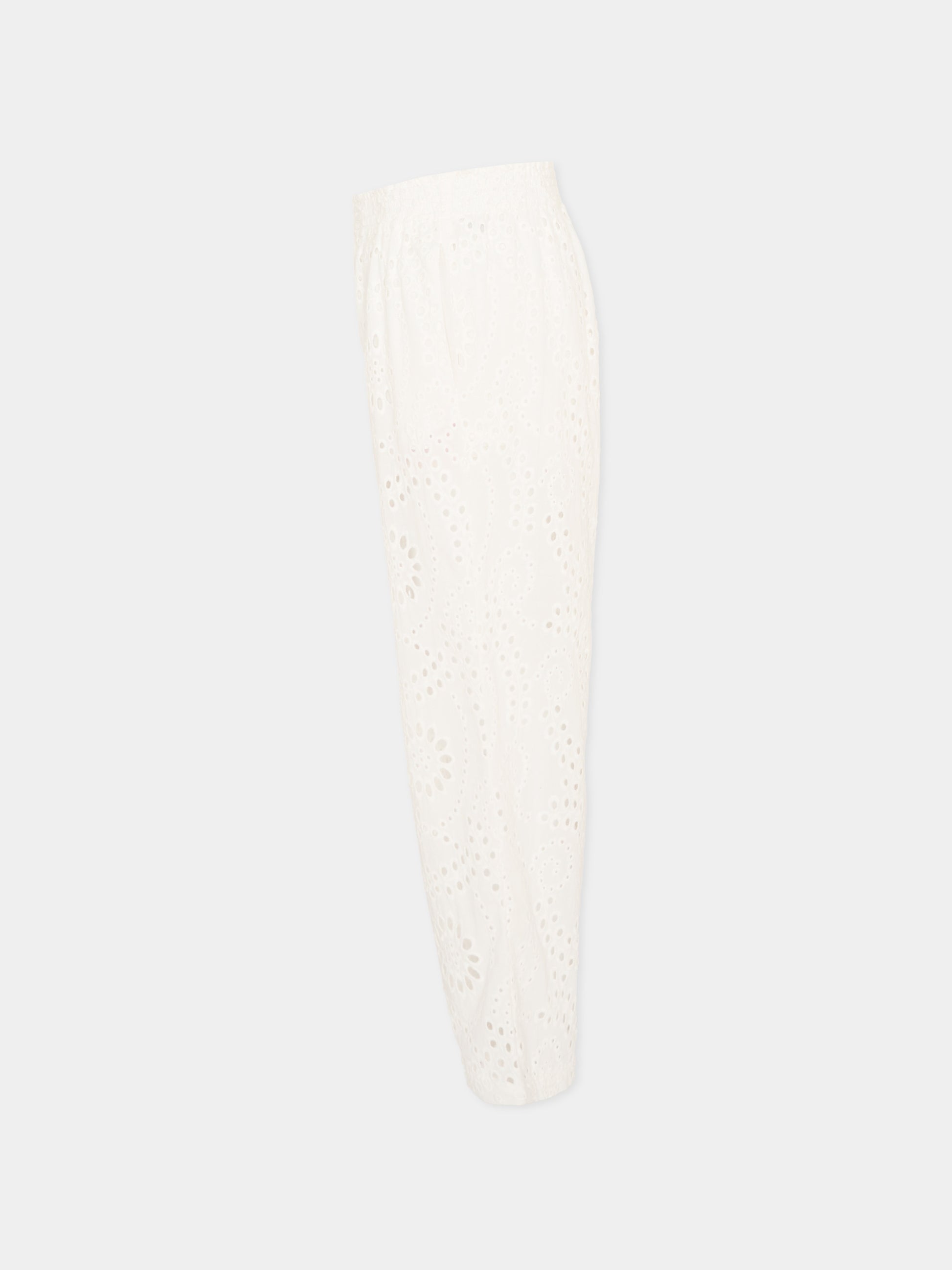 Pantaloni casual bianco in pizzo Sangallo per bambina,Mc2 Saint Barth,PAE001 01444L