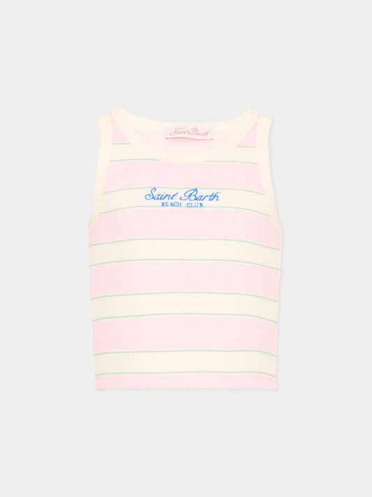Top rosa Blue jr per bambina a righe,Mc2 Saint Barth,BLUE002 01906L