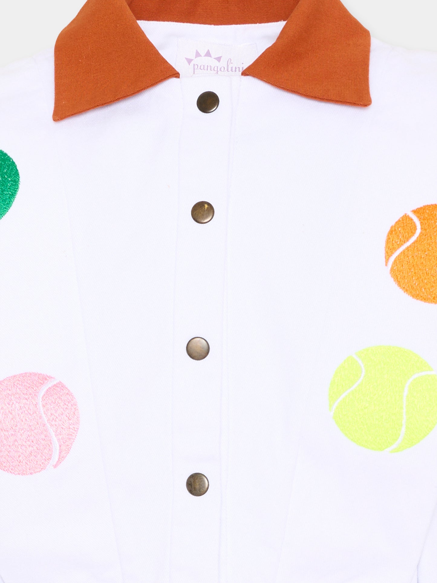 Giacca bianca Tennis Ball Jacket per bambina,Pangolini Kids,TENNIS BALL JACKET