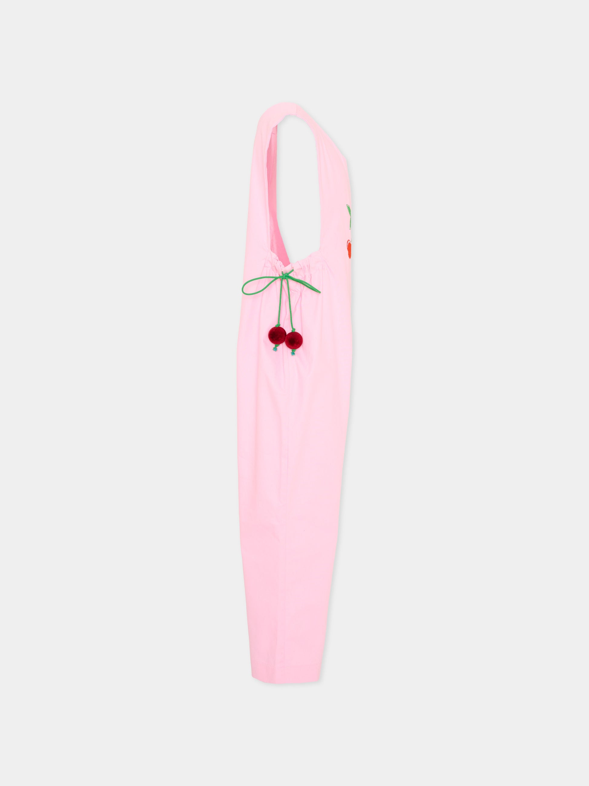 Salopette rosa per bambina,Pangolini Kids,JUMPSUIT WITH CHERRY
