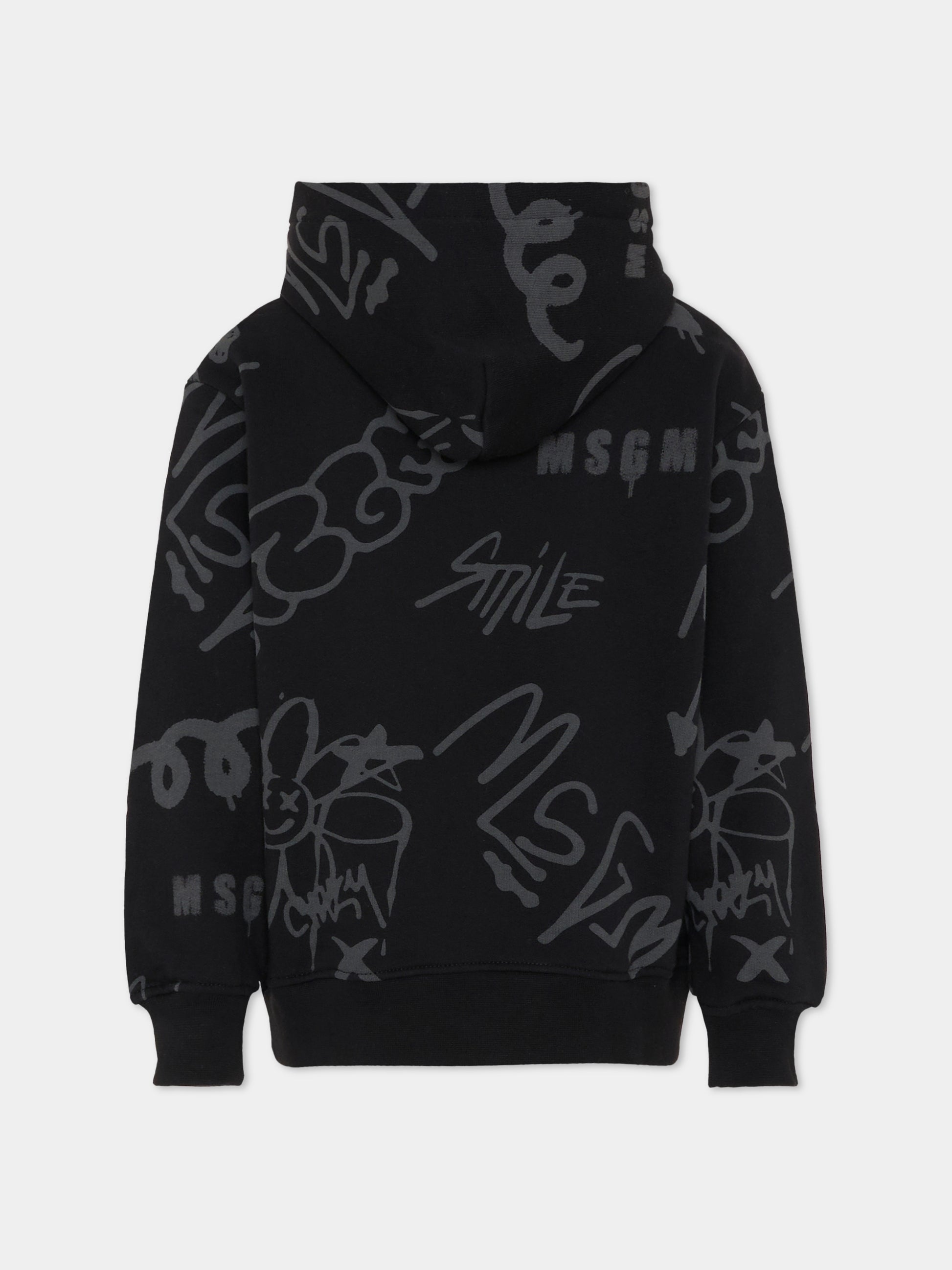 Felpa nera per bambino con stampa graffiti,Msgm Kids,F5MSJBHS246 110