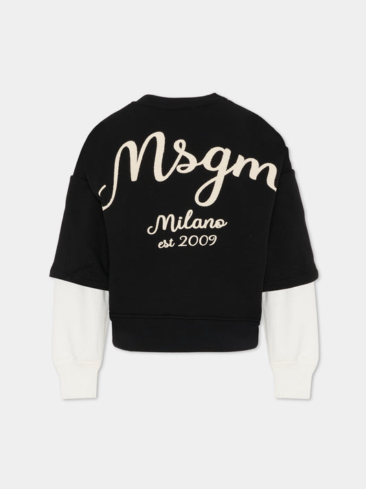 Felpa nera per bambino con logo,Msgm Kids,F5MSJBSW258 110