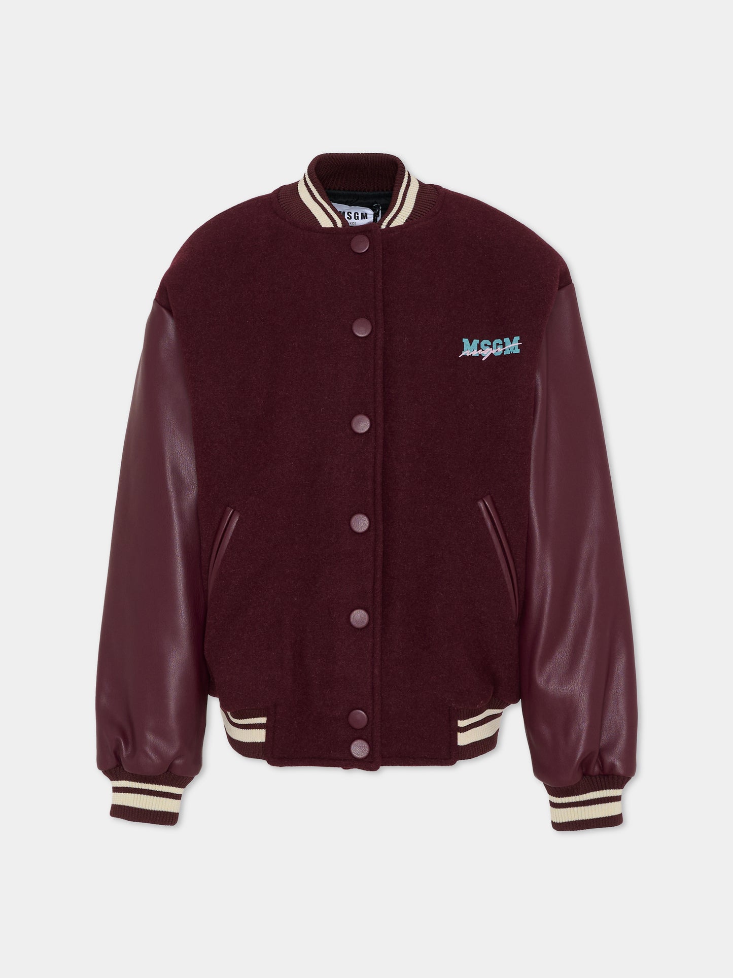 Bomber bordeaux per bambina con logo,Msgm Kids,F5MSJGBO106 MS034