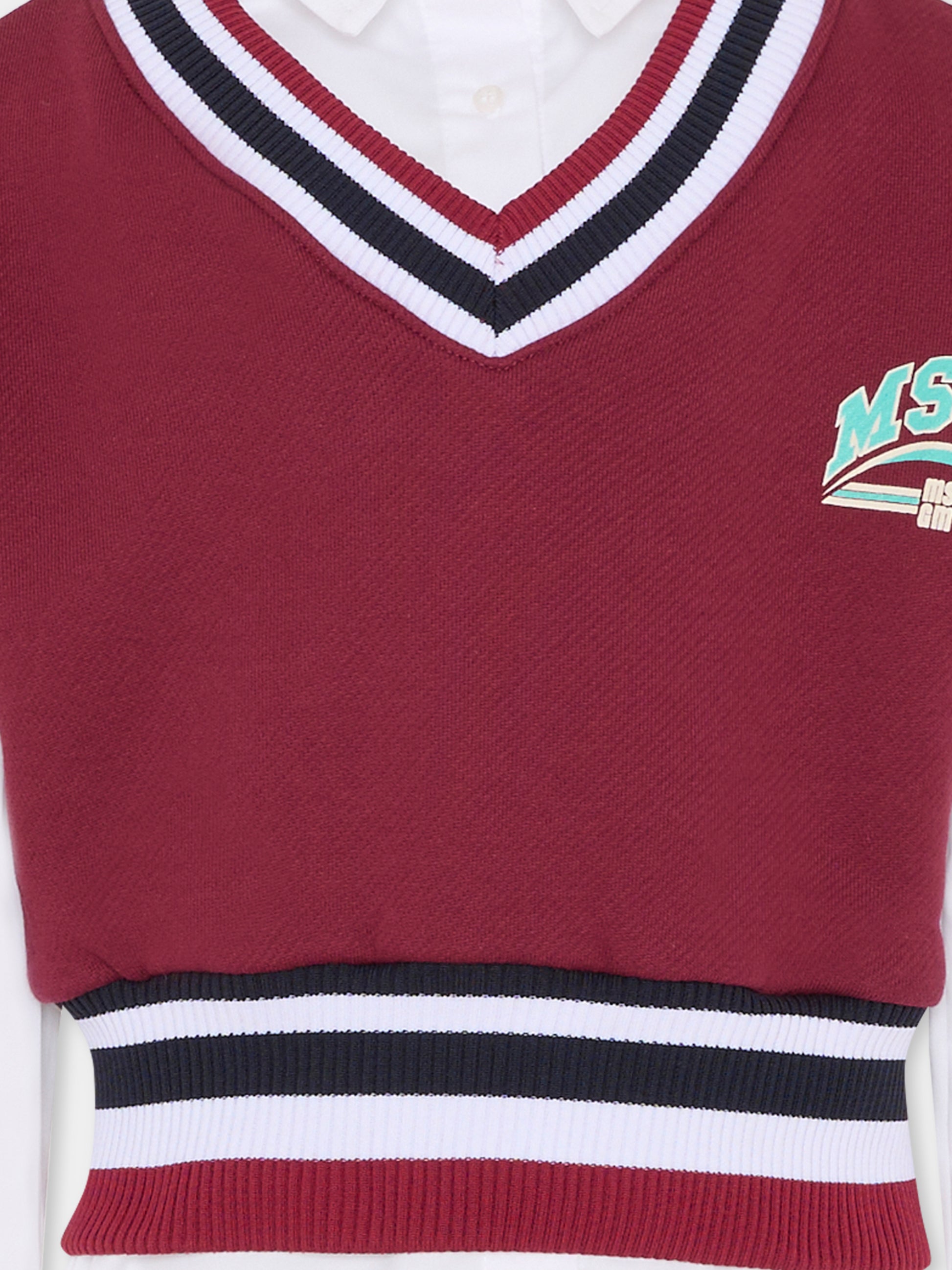 Maglia gilet bordeaux per bambina con logo,Msgm Kids,F5MSJGDR117 MS054