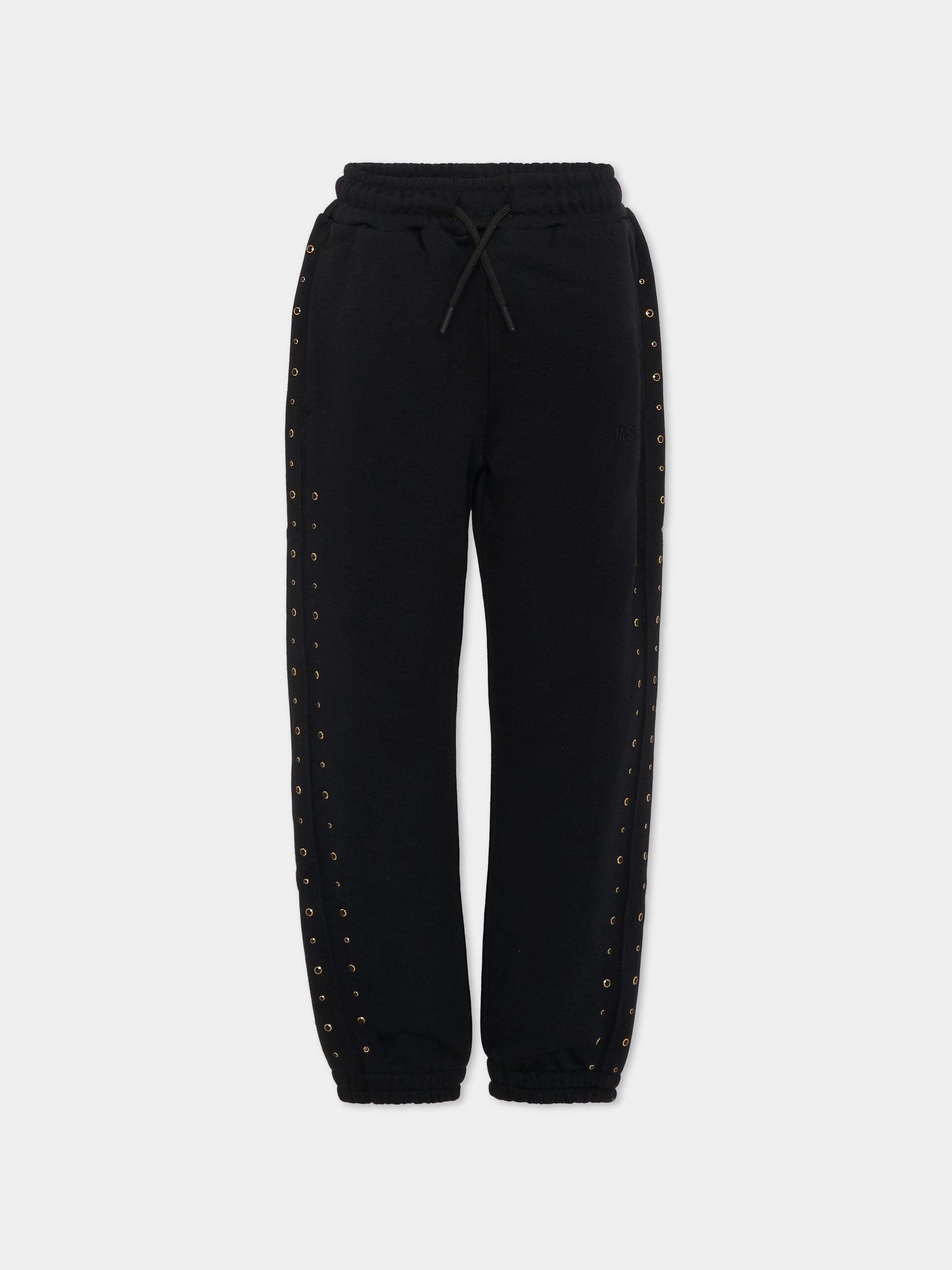 Pantaloni neri per bambino con borchie,Msgm Kids,F5MSJGFP150 110