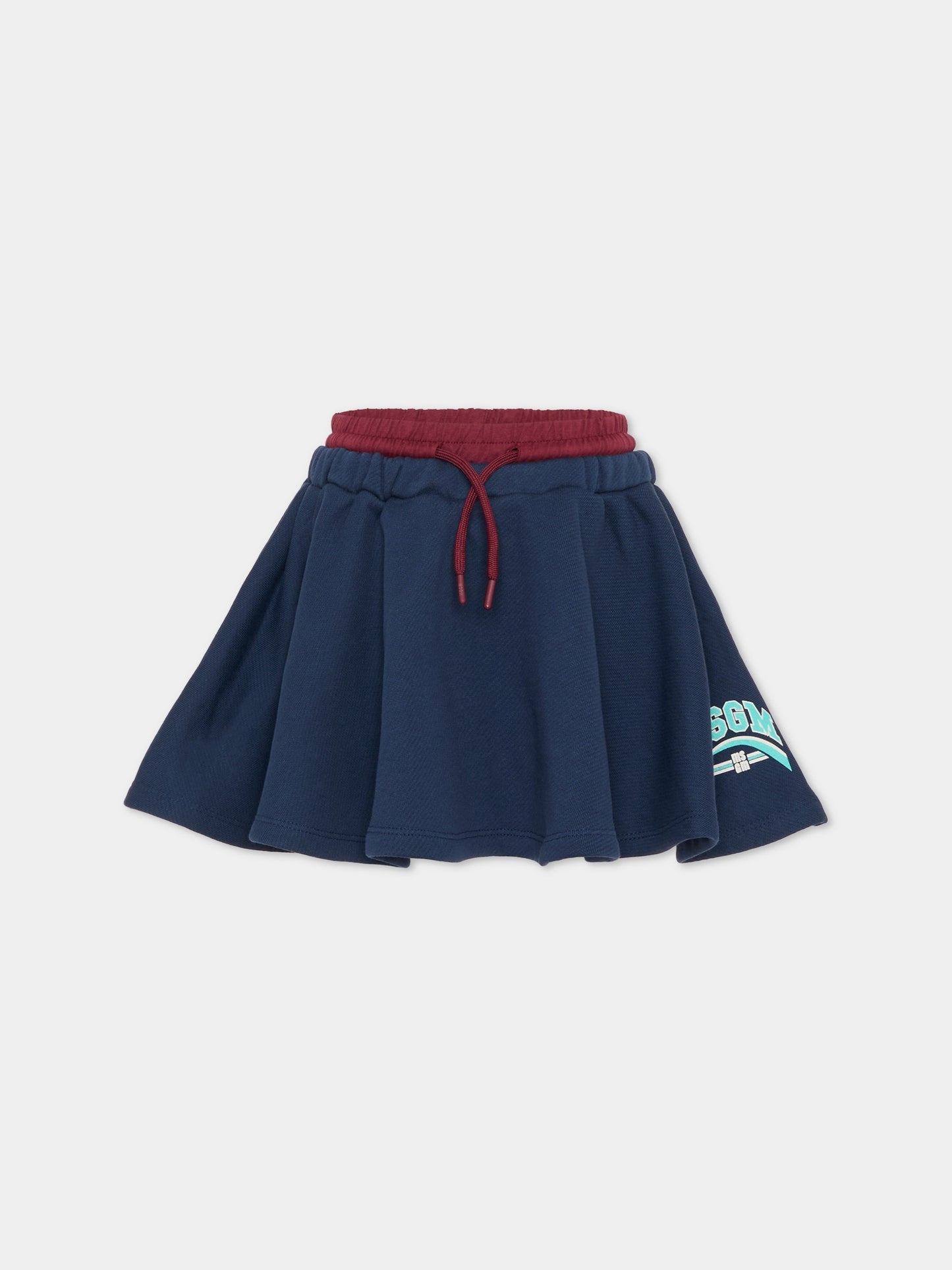 Gonna blu per bambina con logo,Msgm Kids,F5MSJGST127 MS032