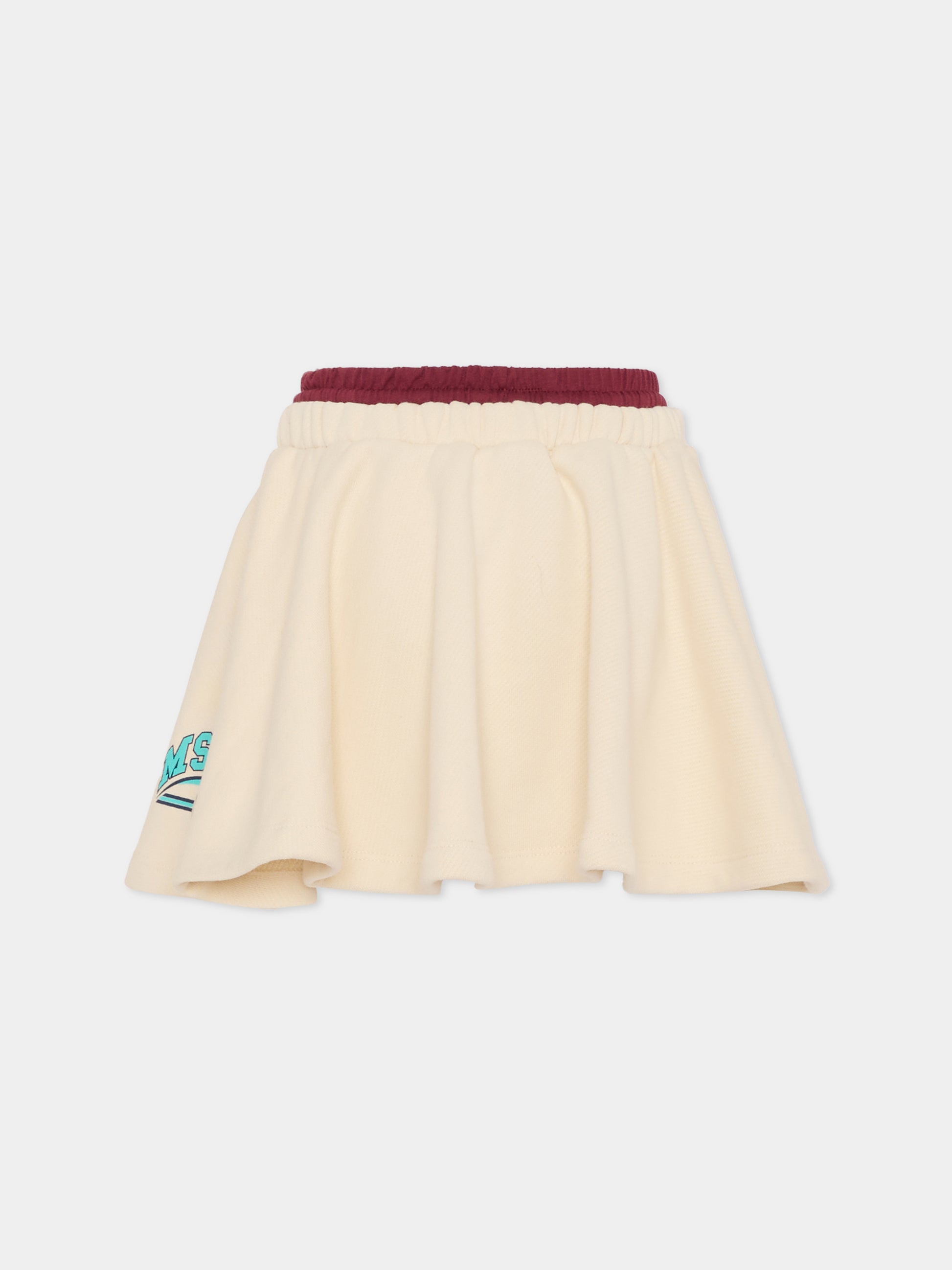Gonna avorio per bambina con logo,Msgm Kids,F5MSJGST127 013