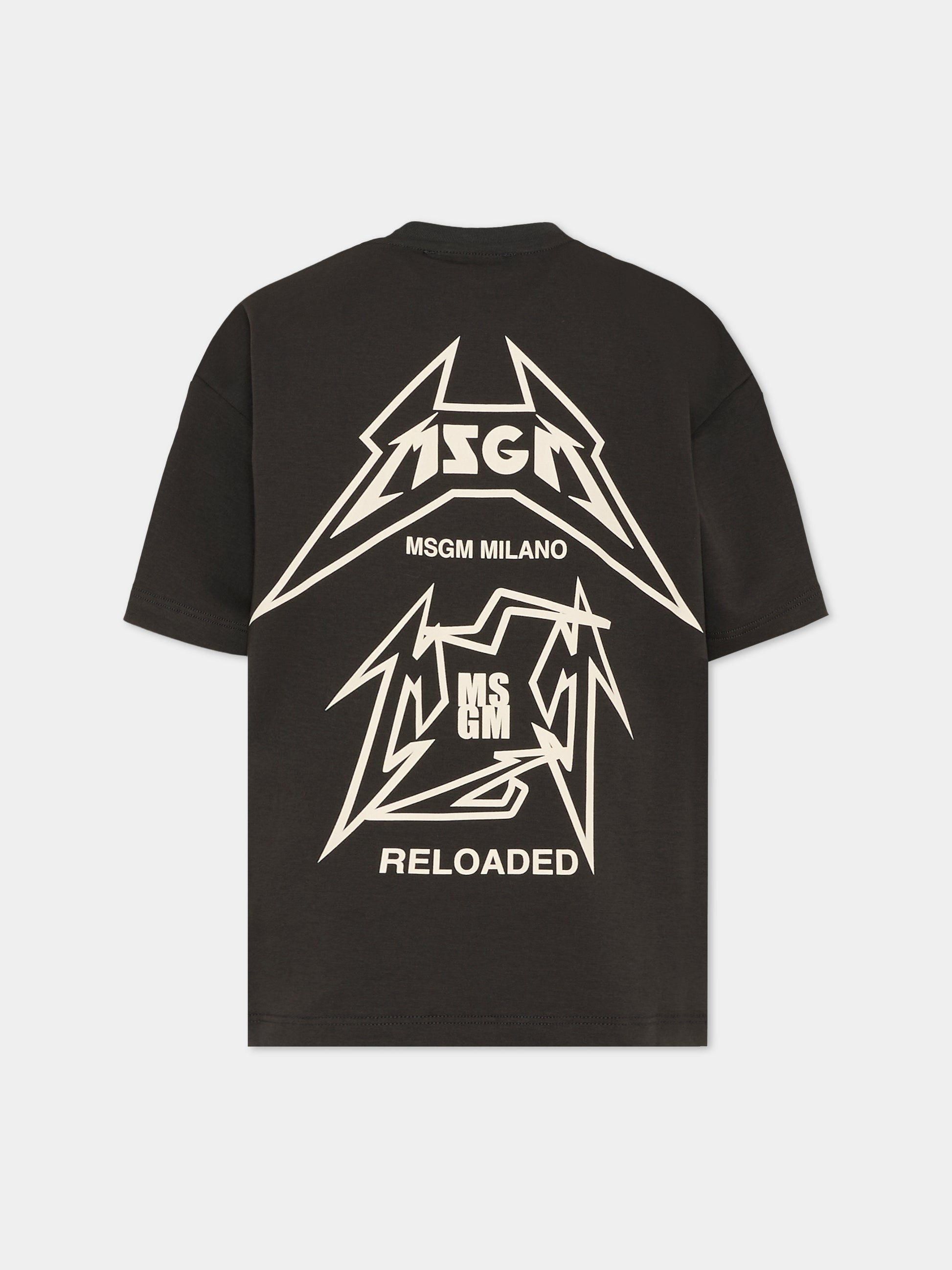 T-shirt nera per bambina con logo,Msgm Kids,F5MSJGTH267 MS040