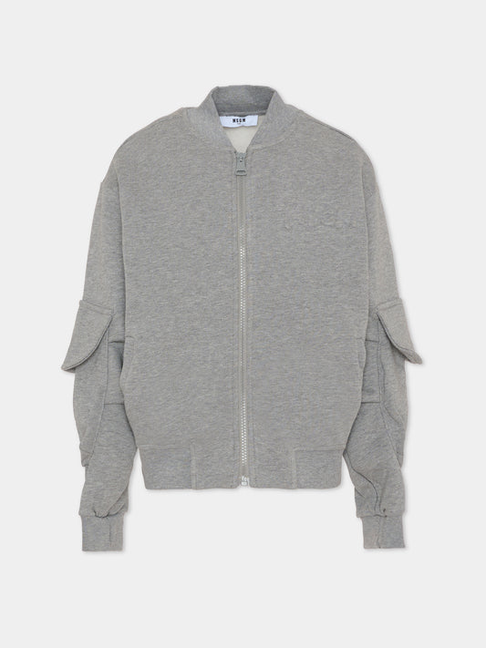 Felpa grigia per bambini con logo,Msgm Kids,F5MSJUBO026 104