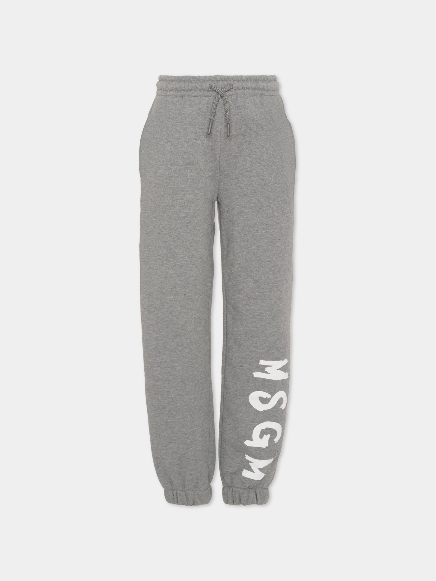 Pantaloni grigi per bambini con logo bianco,Msgm Kids,F5MSJUFP024 104
