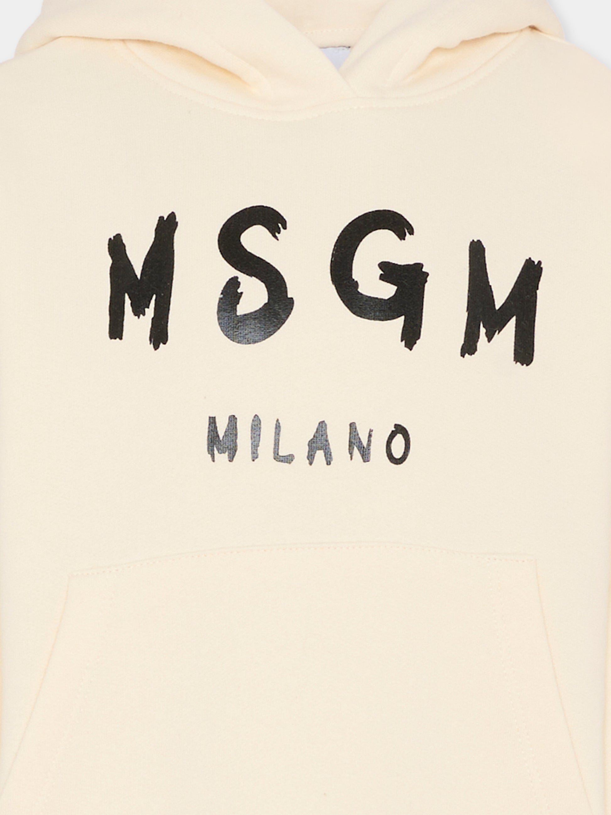 Felpa avorio per bambini con logo,Msgm Kids,F5MSJUHS019 013