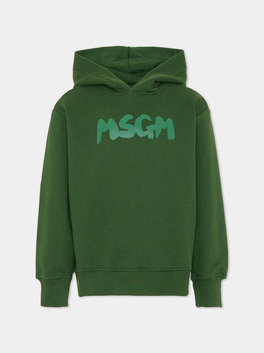 Felpa verde per bambini con logo,Msgm Kids,F5MSJUHS021 MS039