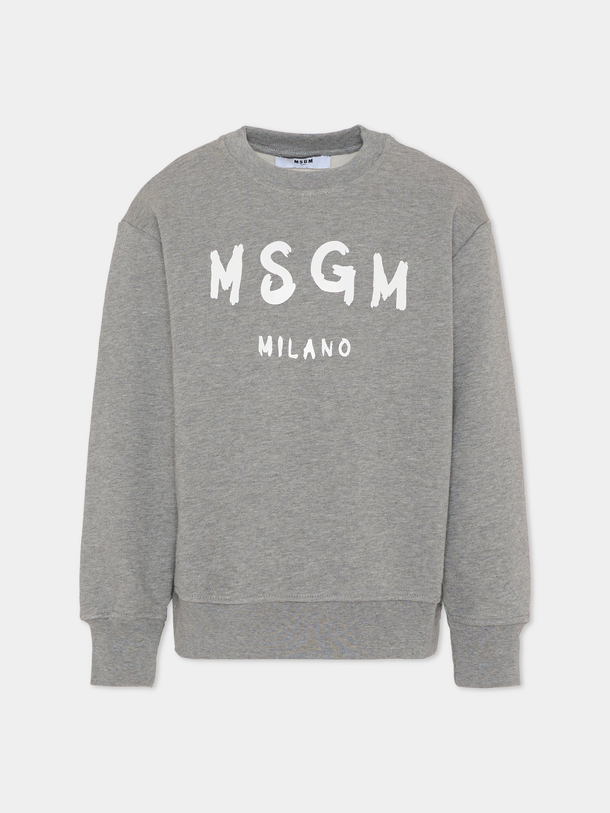 Felpa grigia per bambini con logo,Msgm Kids,F5MSJUSW018 104