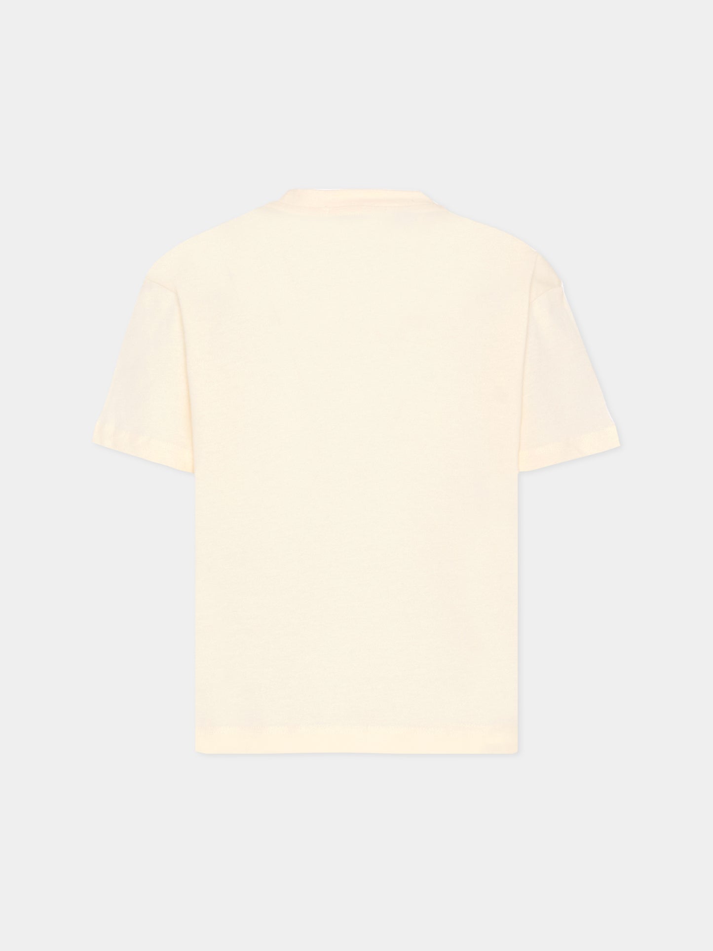 T-shirt avorio per bambini con logo nero,Msgm Kids,F5MSJUTH007 013