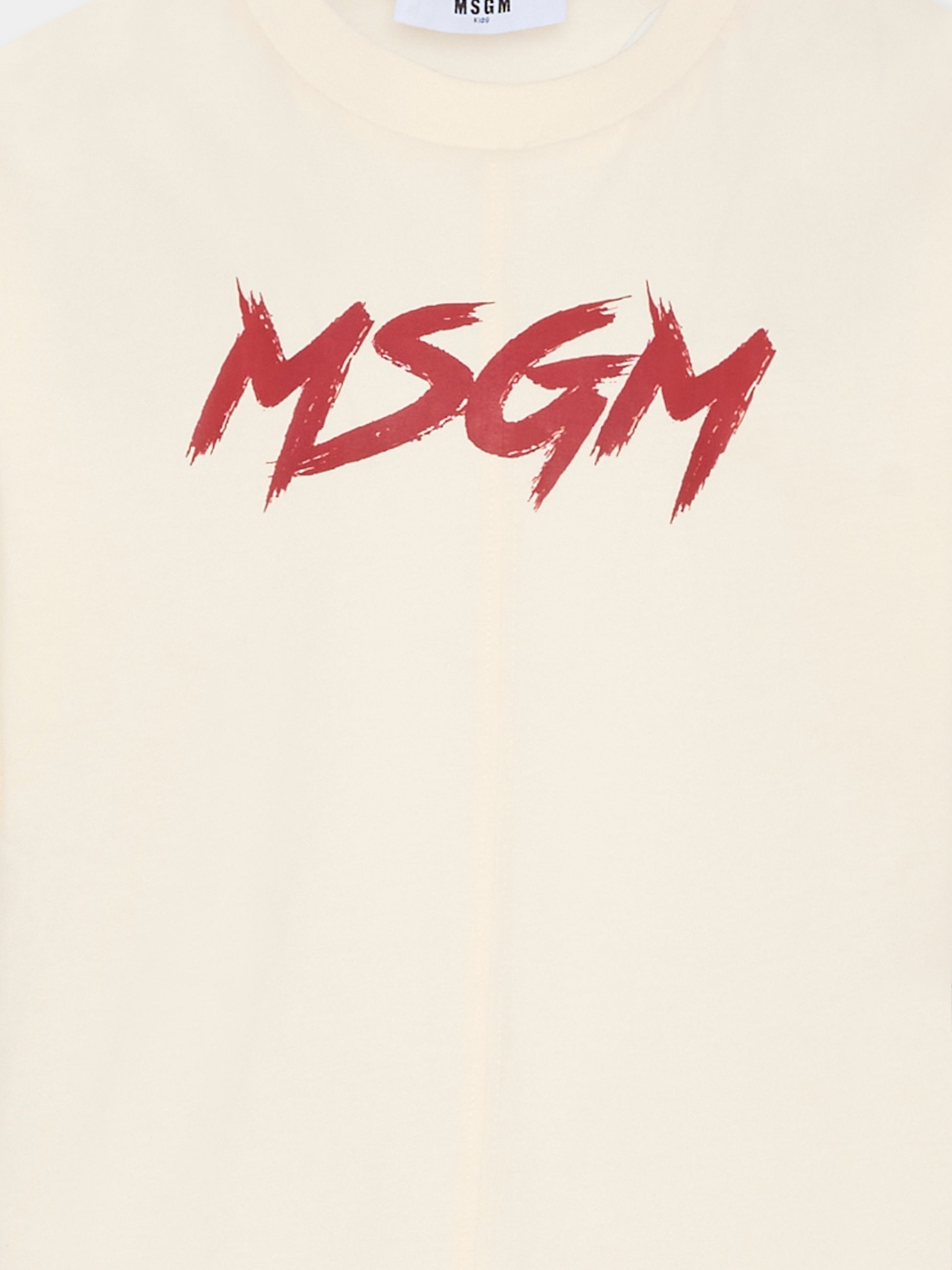T-shirt avorio per bambino con logo,Msgm Kids,F5MSJUTH050 013