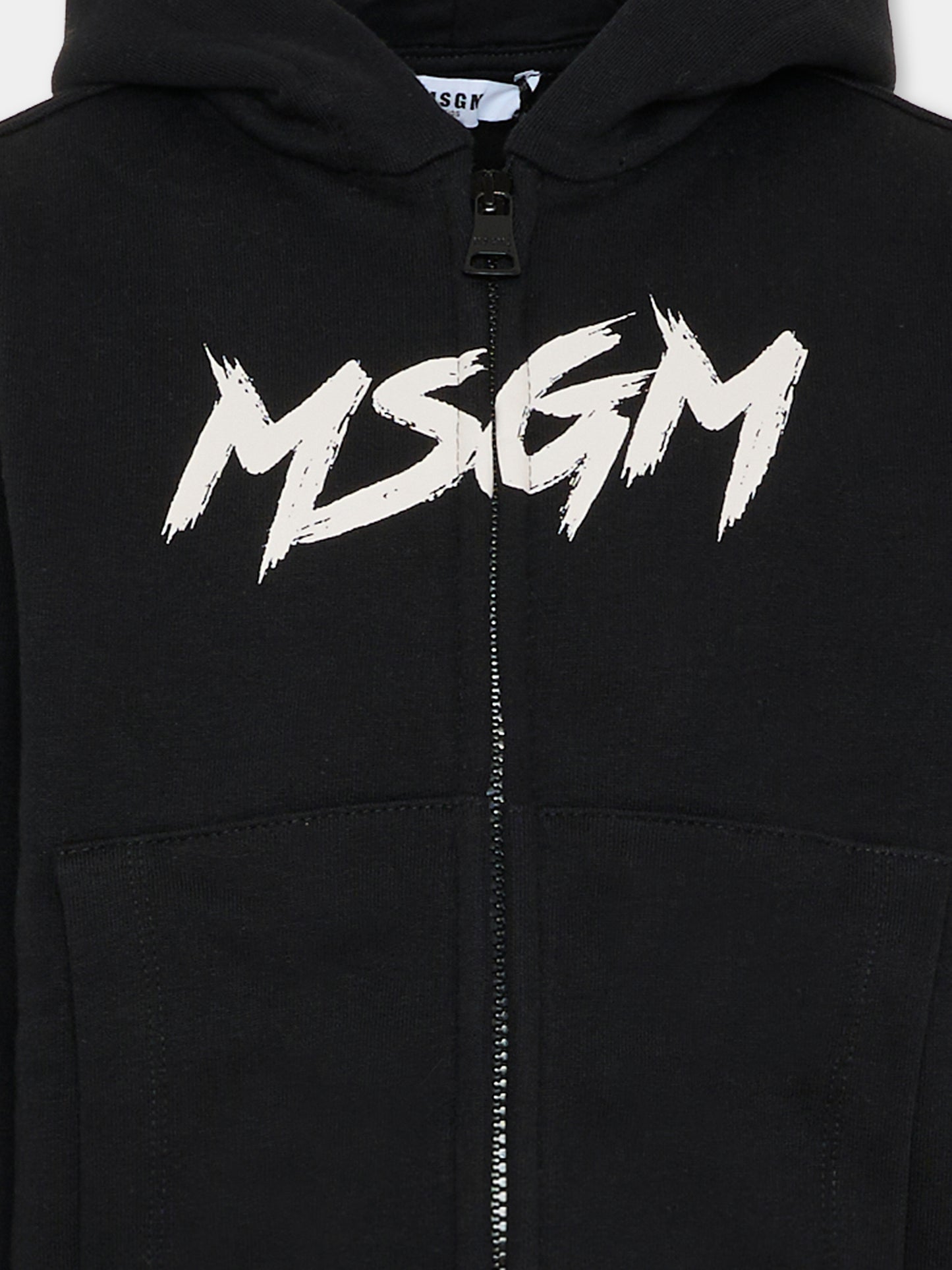 Felpa nera per bambini con logo,Msgm Kids,F5MSJUZH048 110/38