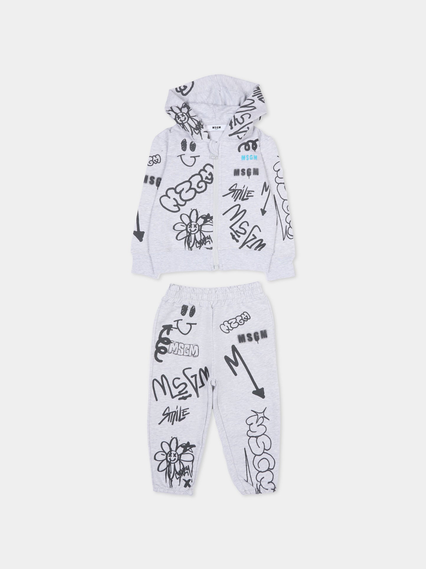 Completo grigio per neonato con stampa graffiti,Msgm Kids,F5MSNBSF295 107