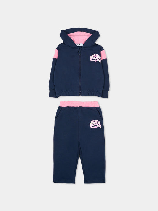 Completo blu per neonata con logo,Msgm Kids,F5MSNGSF291 MS032