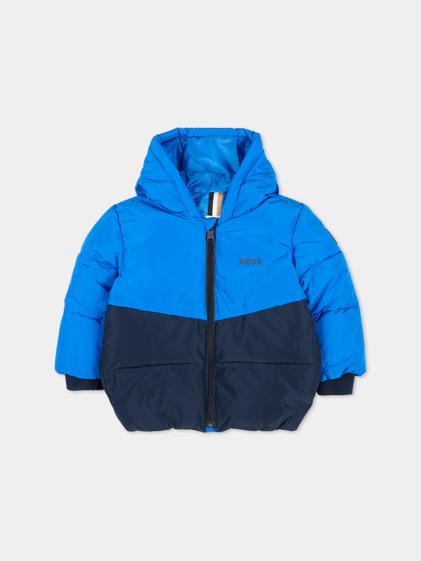 Piumino blu per neonato con logo,Boss,J51256 87A