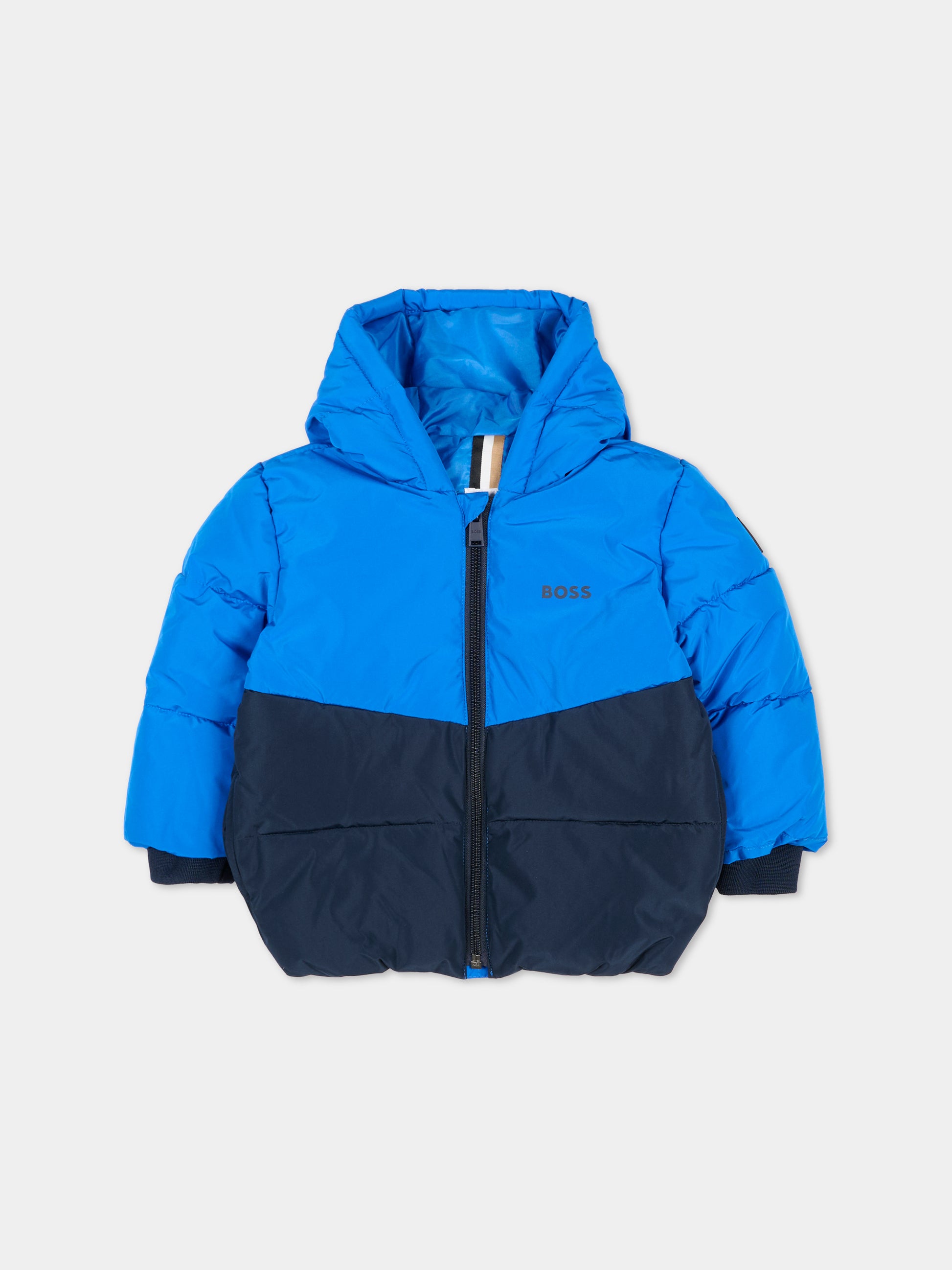 Piumino blu per neonato con logo,Boss,J51256 87A