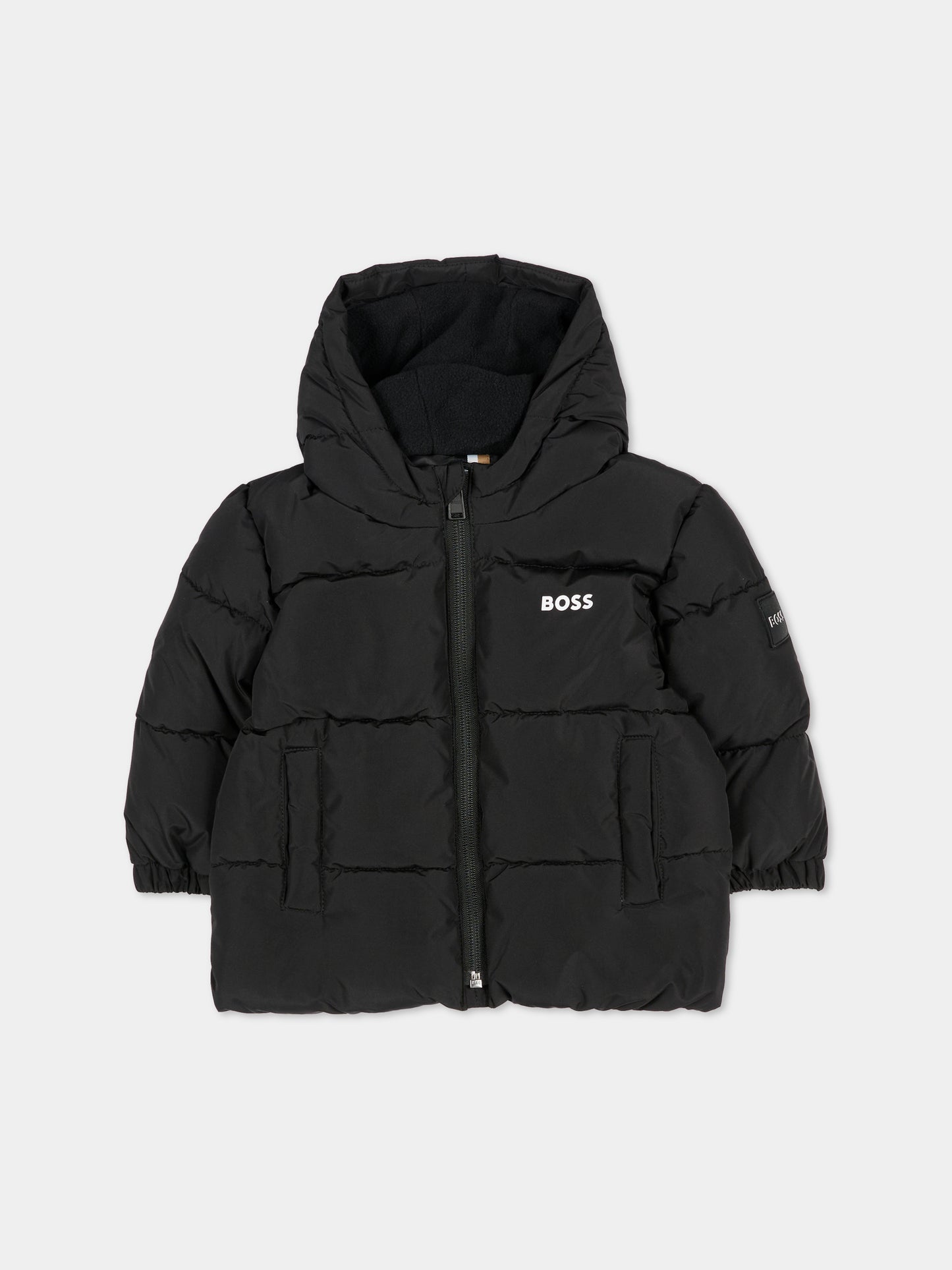Piumino nero per neonato con logo,Boss,J51258 09B